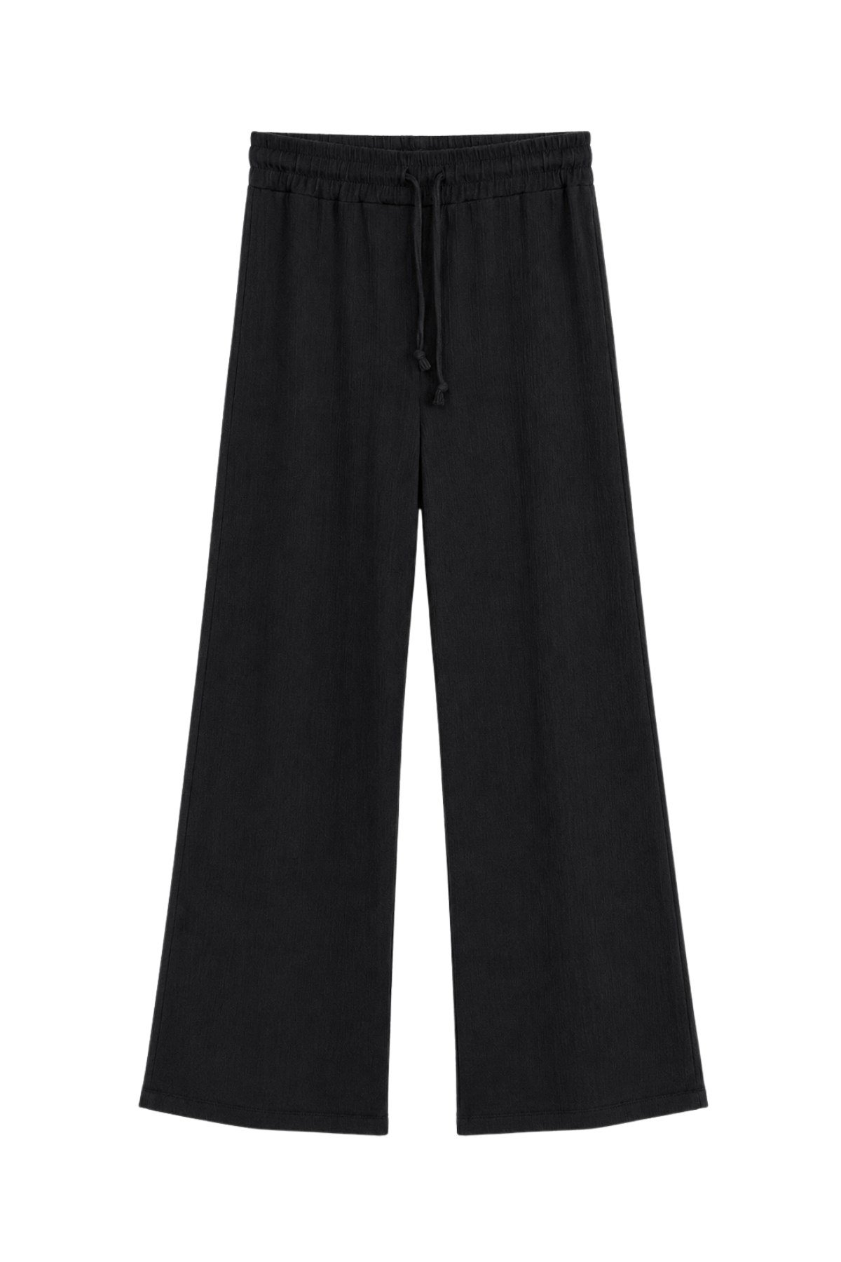 1010 Kadın Bürümcük Dokulu Halter Yaka Crop Atlet Bol Paça Pantolon Takım Siyah · 5