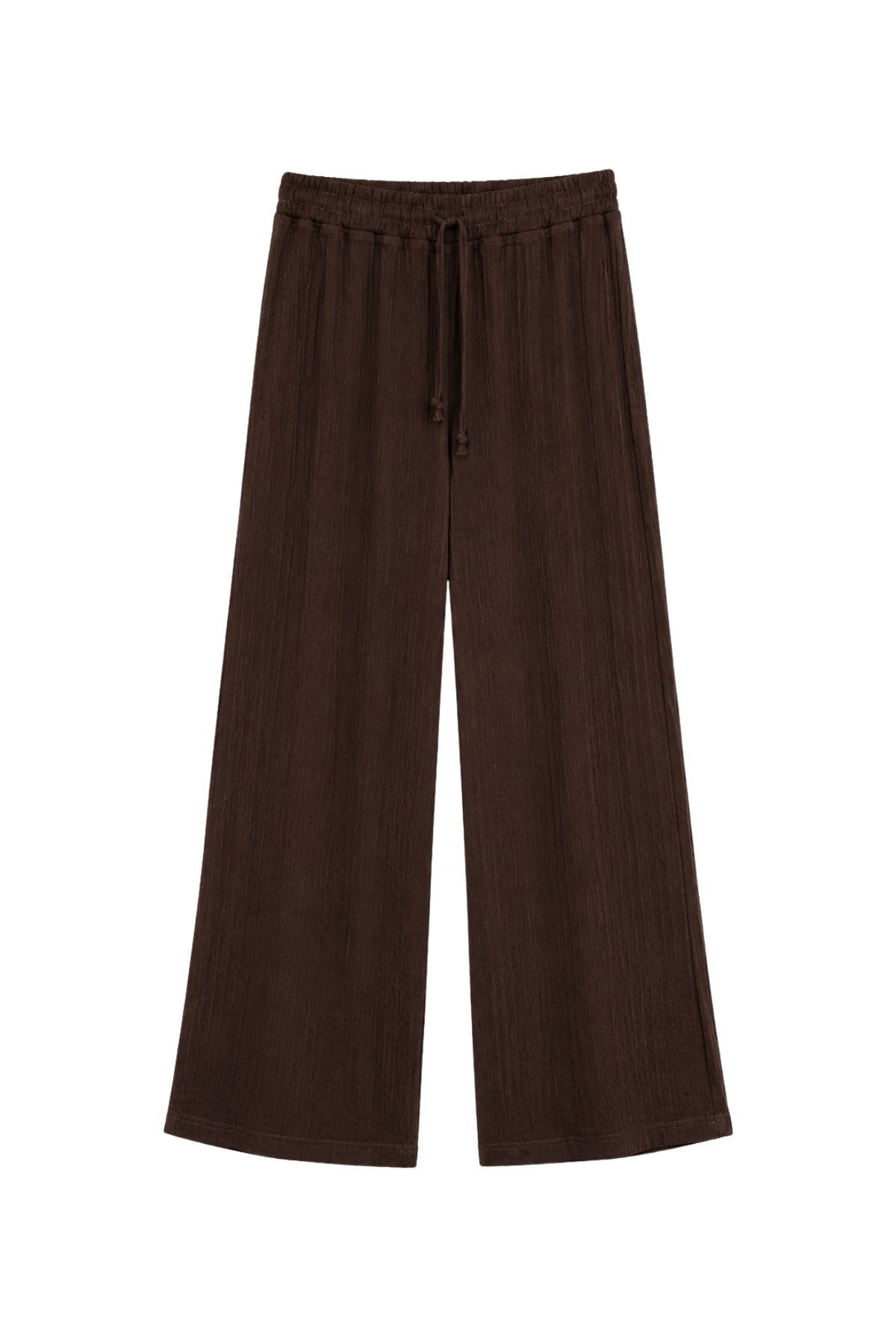 1010 Kadın Bürümcük Dokulu Halter Yaka Crop Atlet Bol Paça Pantolon Takım Kahverengi · 6