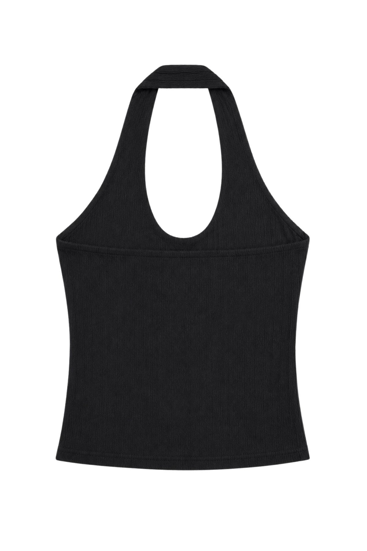 1010 Kadın Bürümcük Dokulu Halter Yaka Crop Atlet Bol Paça Pantolon Takım Siyah · 3