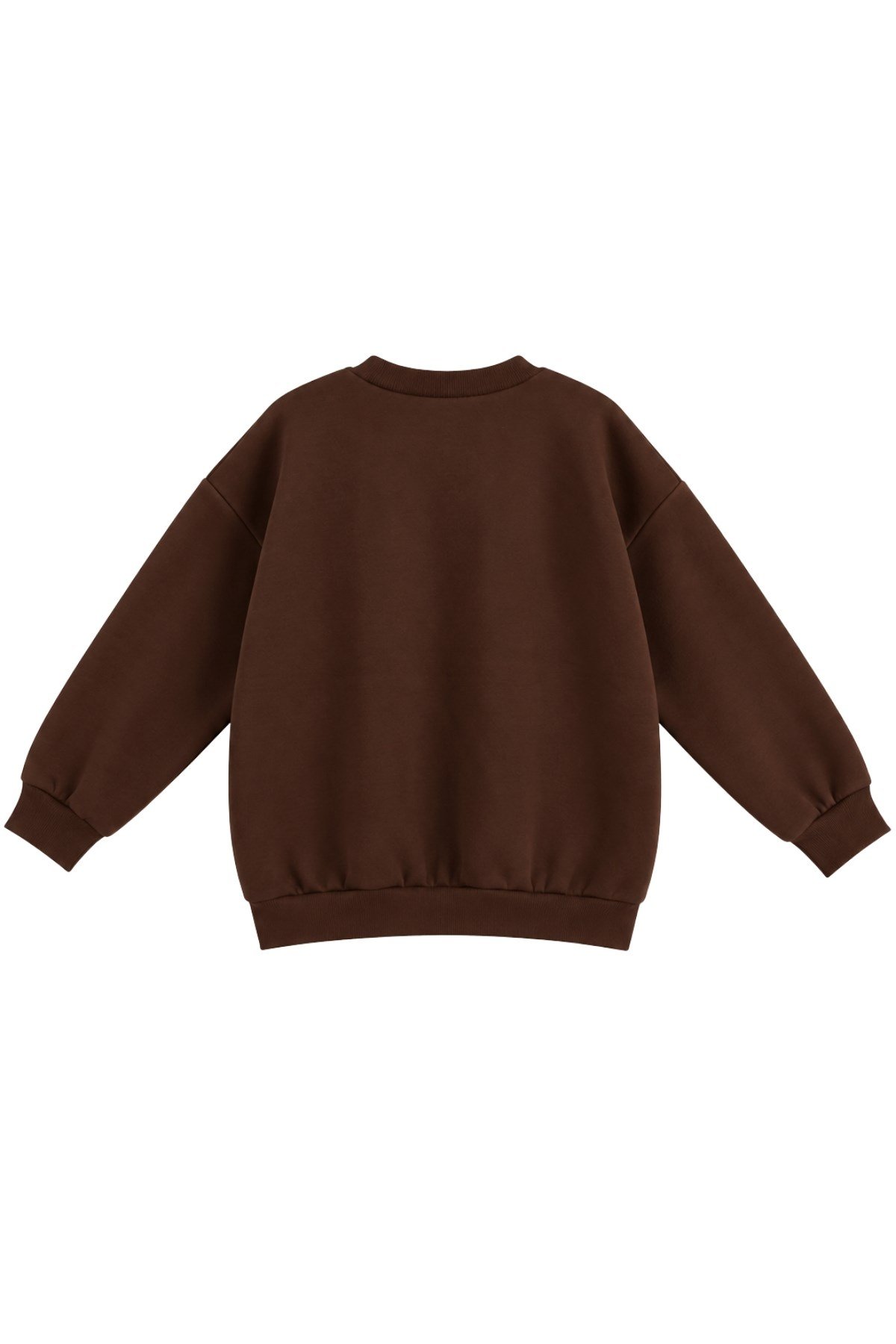 1046 Kadın V Yaka New York Baskılı 3 İplik Pamuklu Sweatshirt Kahverengi · 4