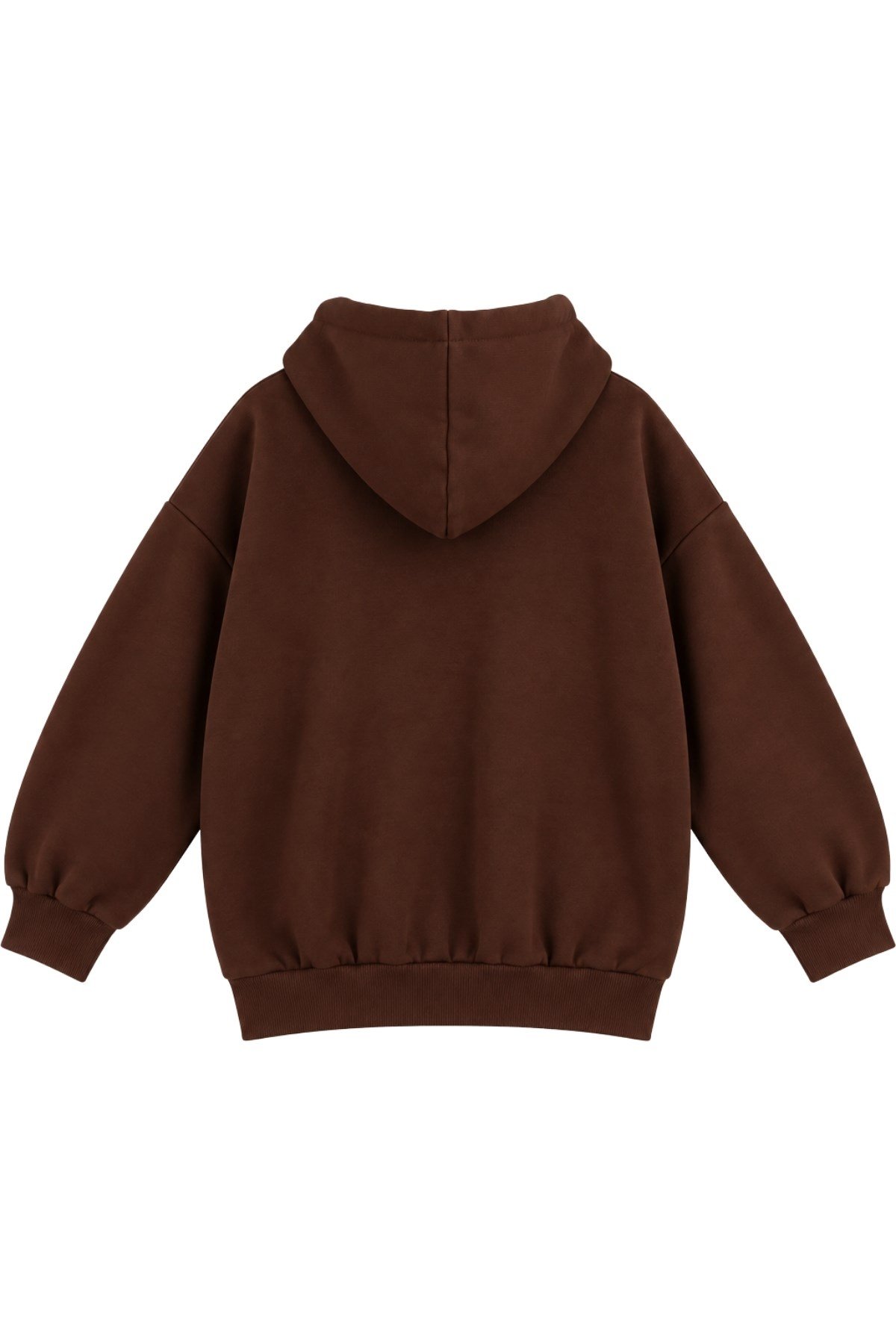 1048 Kadın Fermuarlı Kapüşonlu Kanguru Cepli 3 İplik Pamuklu Sweatshirt Kahverengi · 4