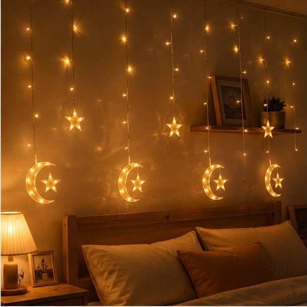Ay Yıldız Dekoratif LED Gece Lambası Şık Masaüstü Dekor Aksesuarı