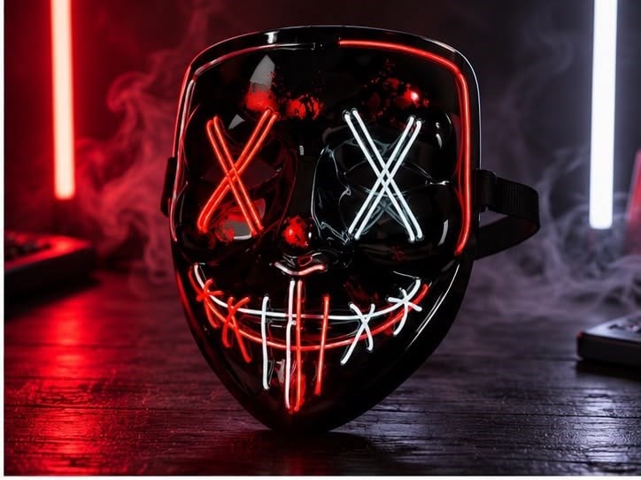 Işıklı LED Maske Neon Parti Maskesi Halloween Eğlence Aksesuarı