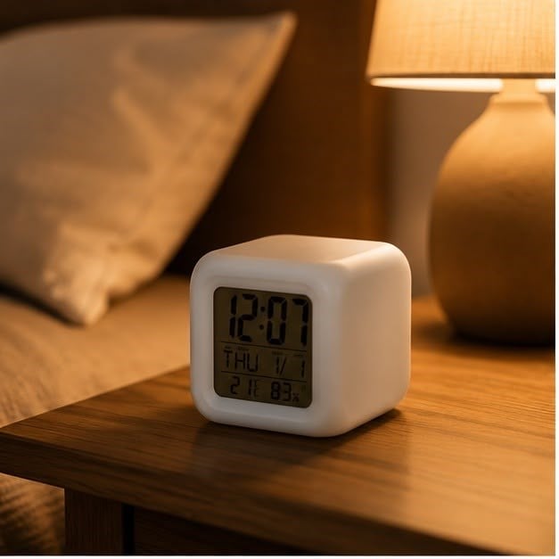 Küp Çalar Saat Dijital LED Ekranlı Masaüstü Alarm Saati