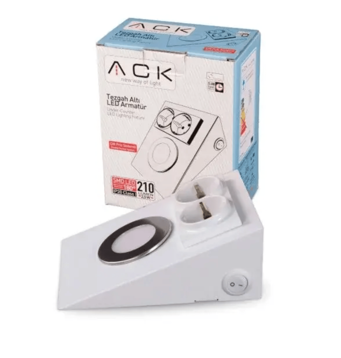ACK AH11-00230 TEZGAH ALTI PRİZLİ ARMATÜR 6500K BEYAZ K