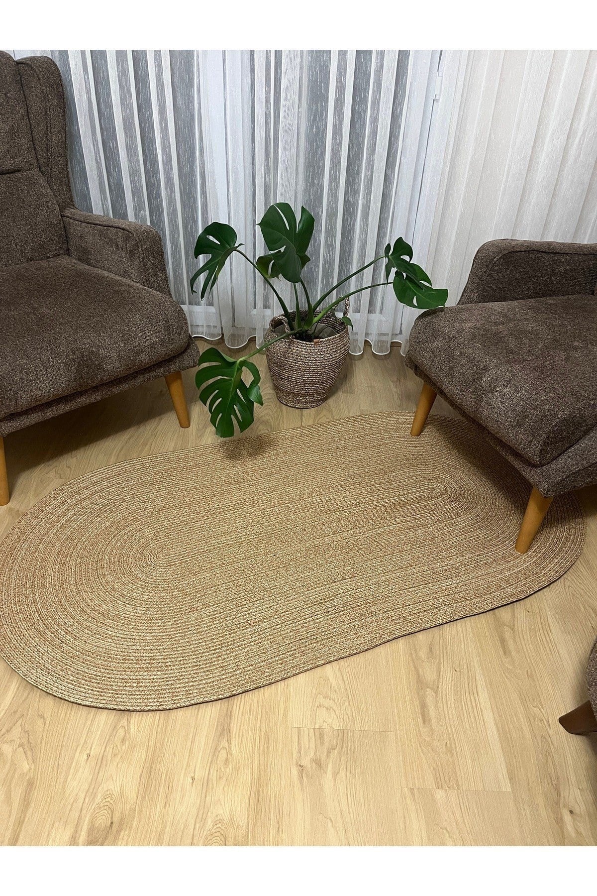 Jüt Hasır Gri Salon Mutfak Koridor Kilim Paspas Çeyizlik Hediyelik