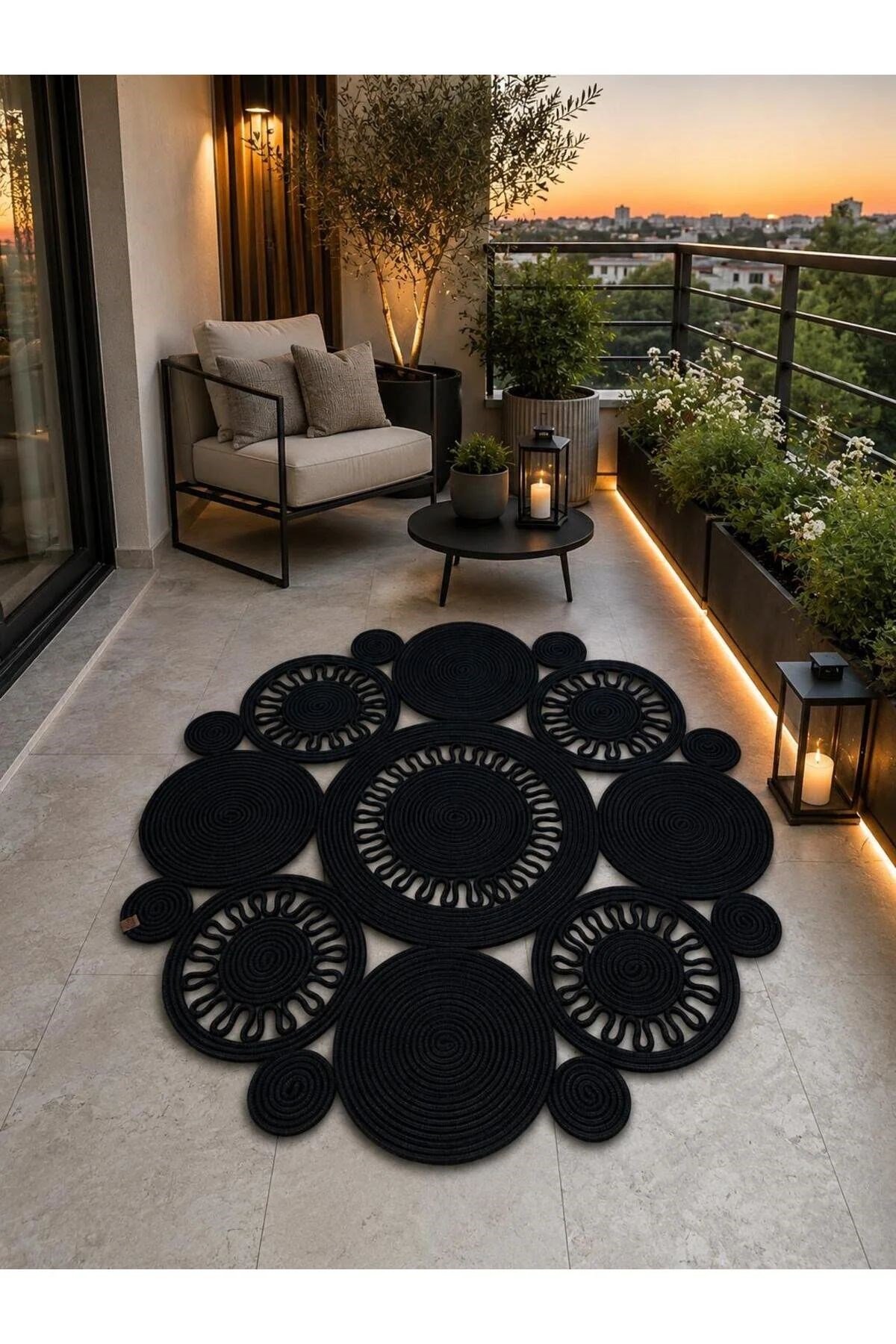 Jüt Hasır Siyah Salon Mutfak Koridor Kilim Paspas Çeyizlik Hediyelik