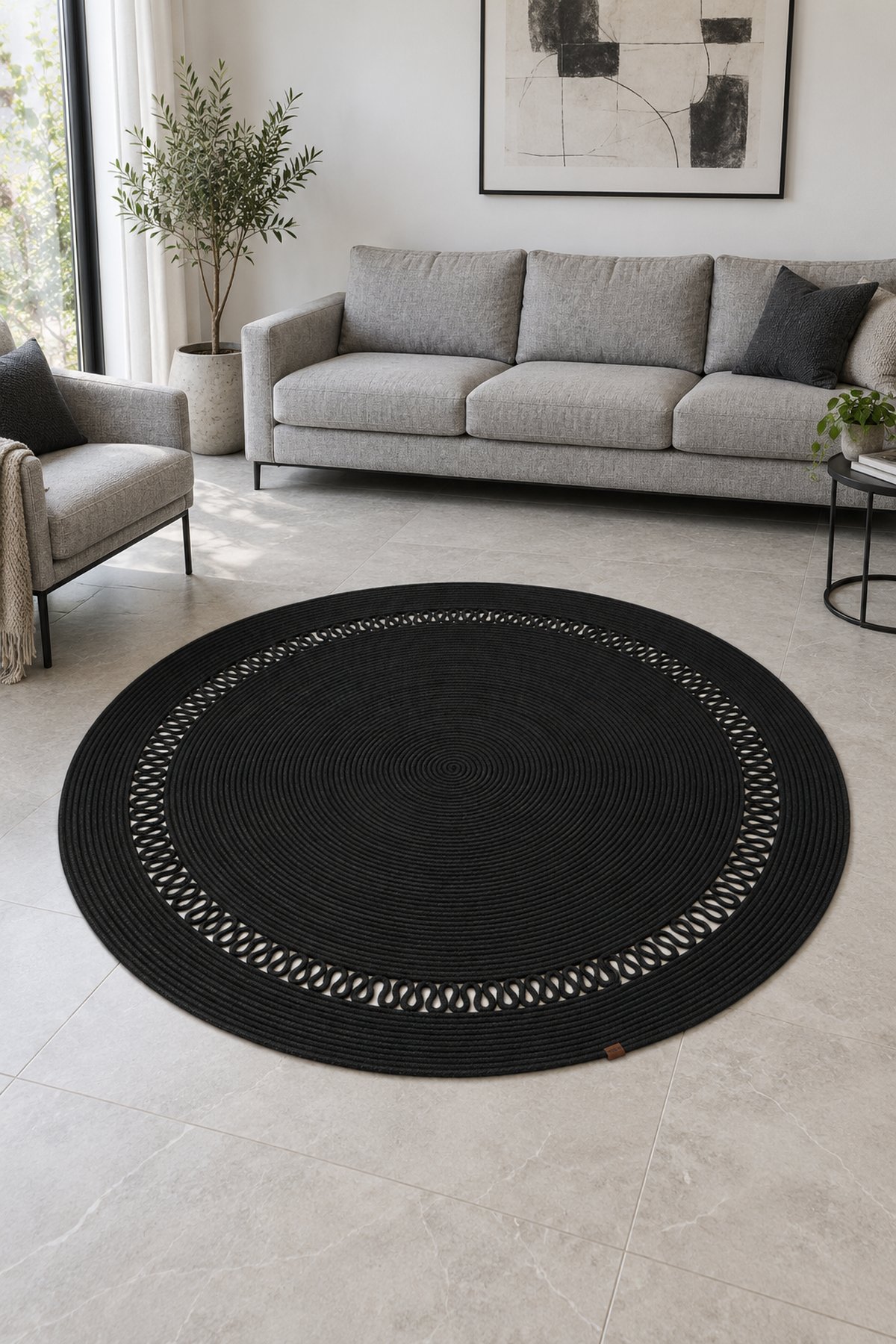 Jüt Siyah Salon Mutfak Koridor Kilim Paspas Çeyizlik Hediyelik