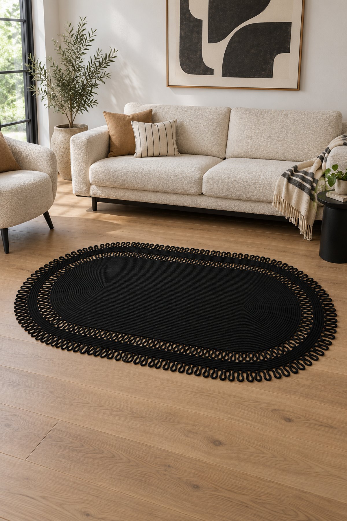 Jüt Siyah Salon Mutfak Koridor Kilim Paspas Çeyizlik Hediyelik