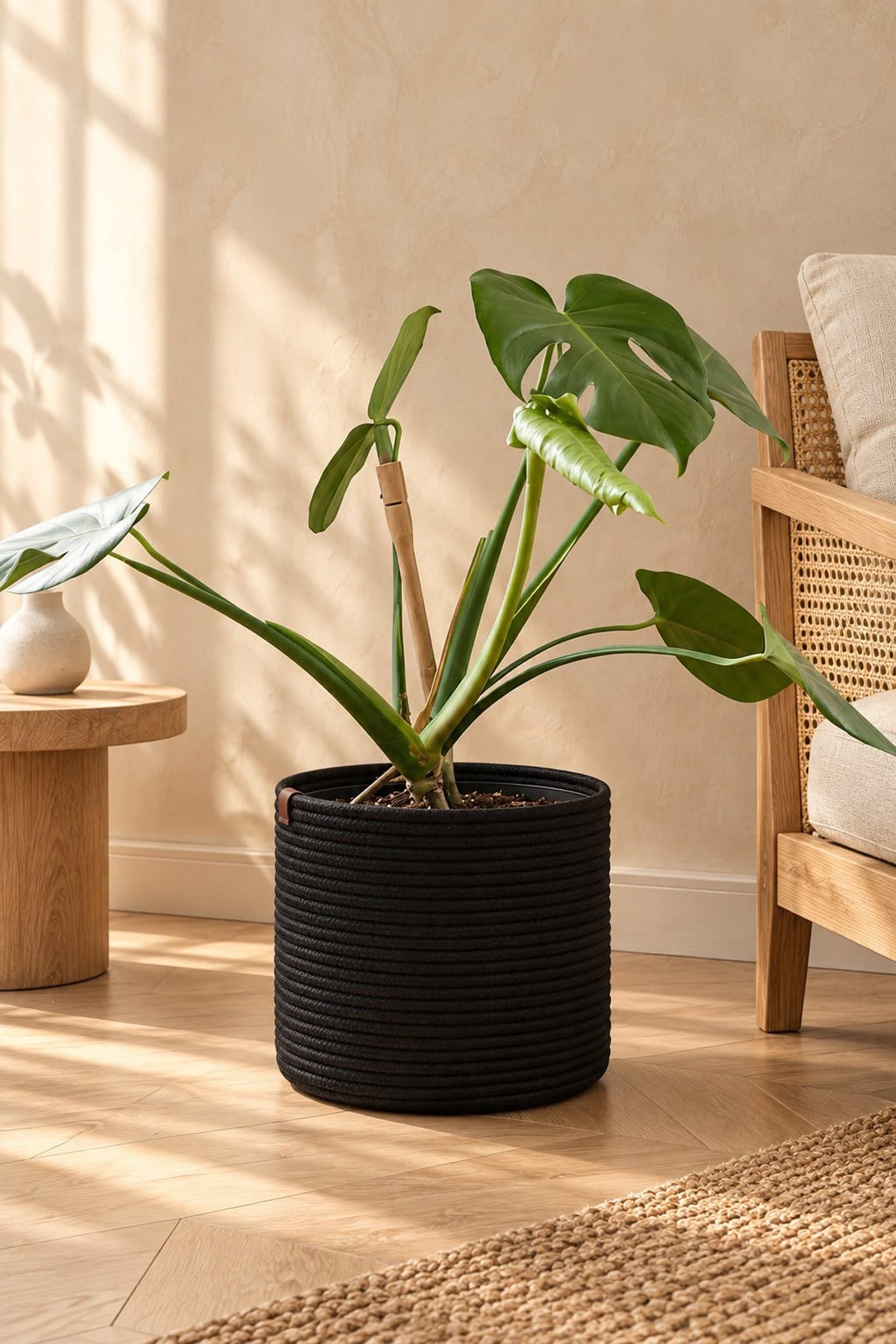 Namteks Dekoratif Örgü Saksı Sepeti 25x23 cm – Siyah