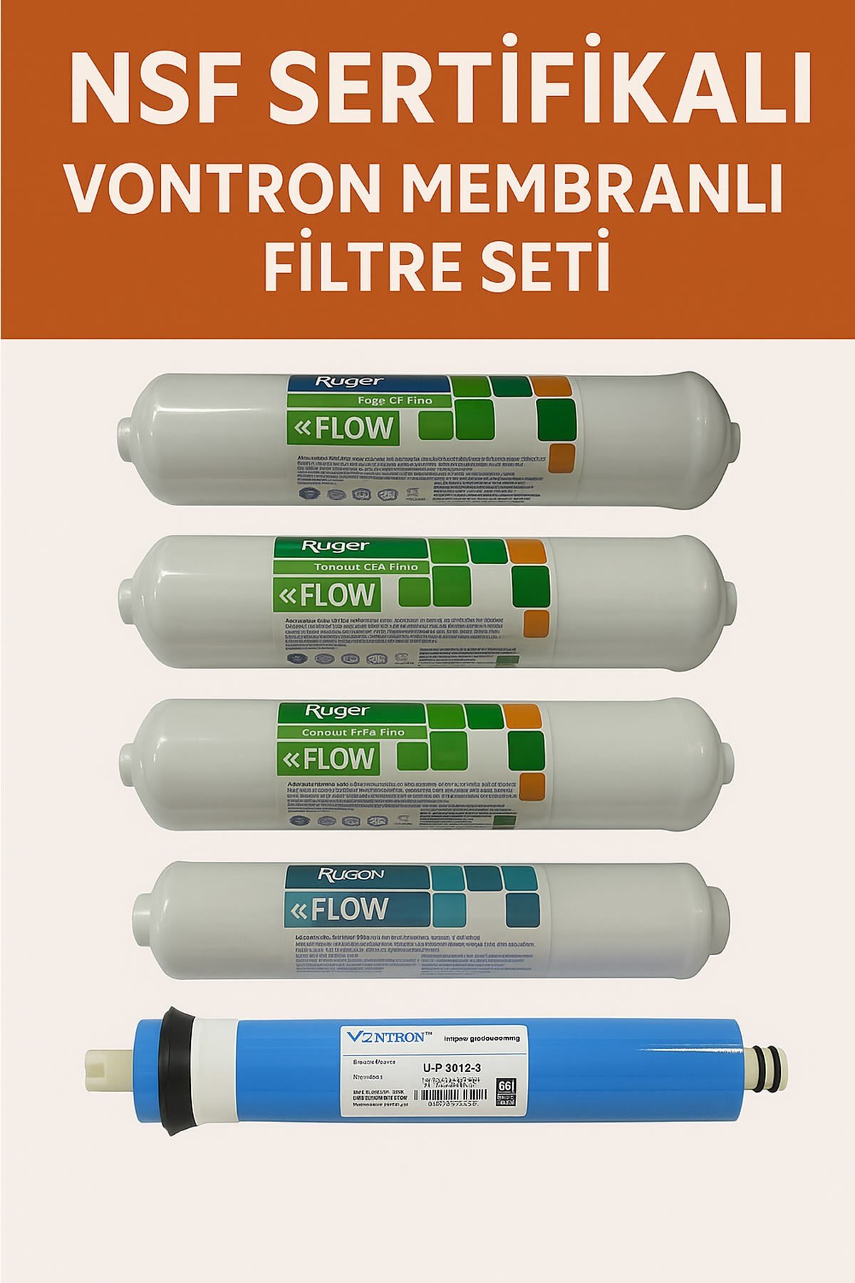 Purefer Su Arıtma Filtresi 5'li Vontron Membranlı Filtre Seti