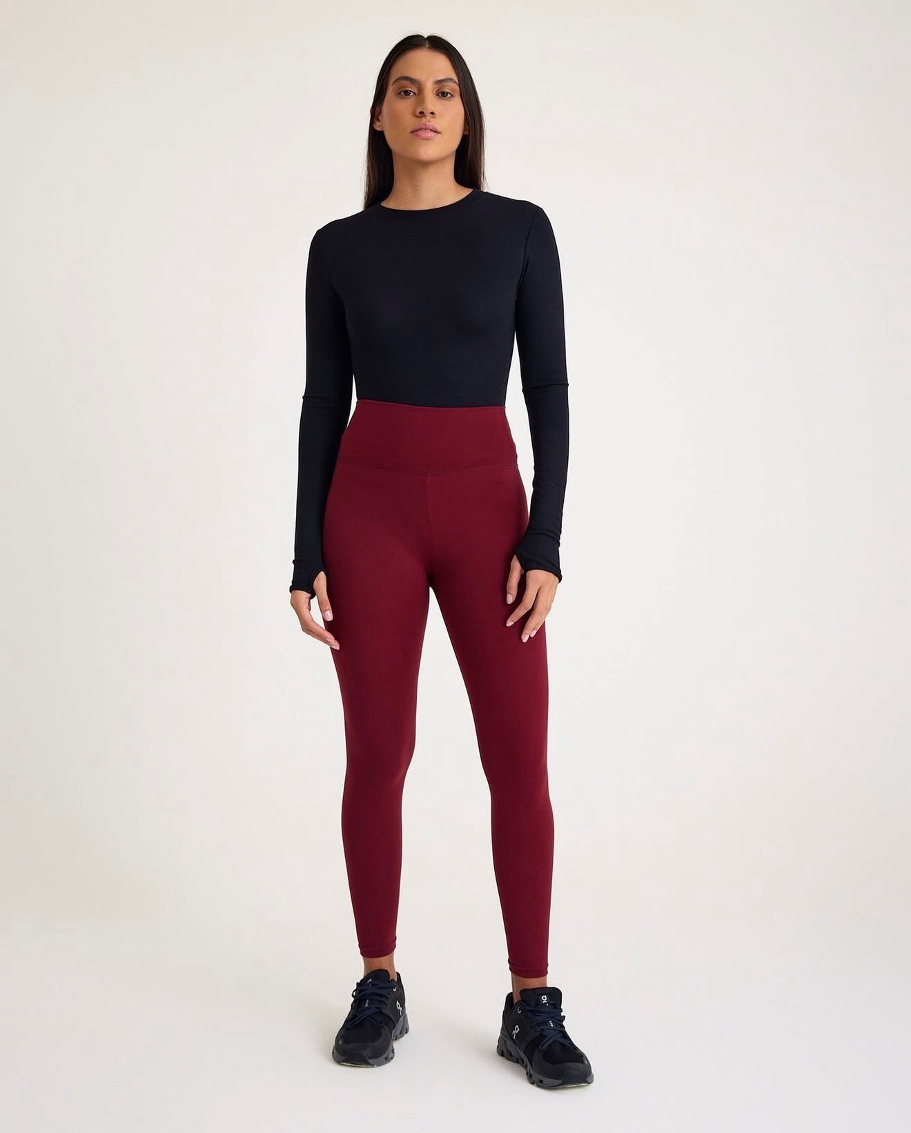 Bordo Düz Nanofit Sporcu Tayt