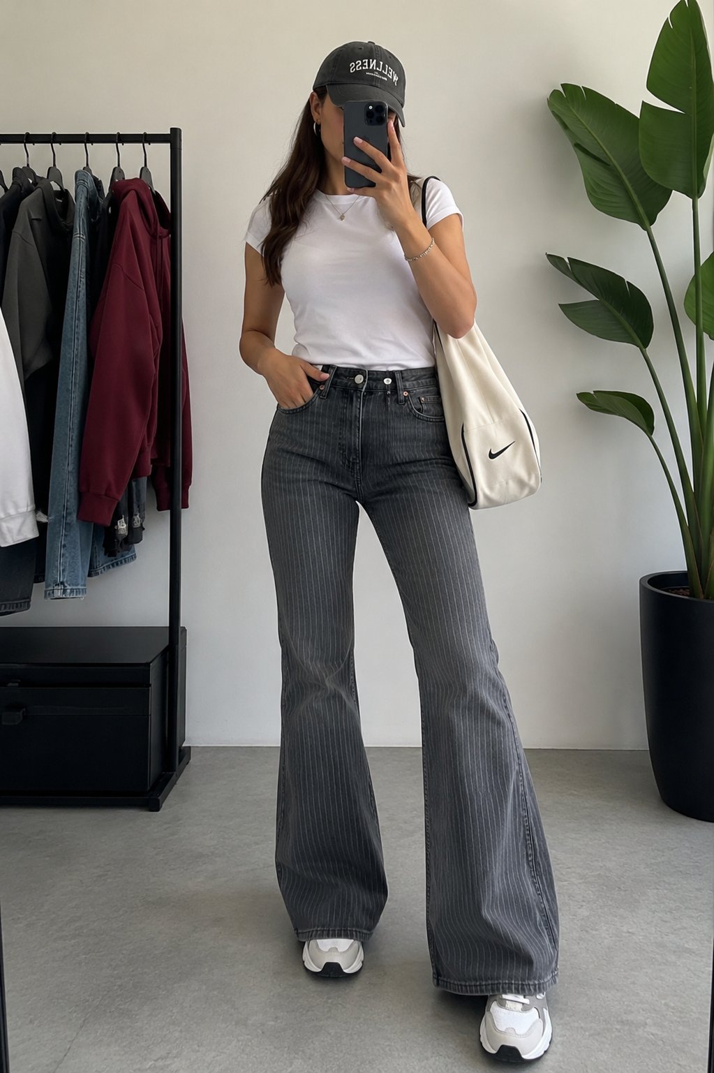 Füme Çizgili Jean
