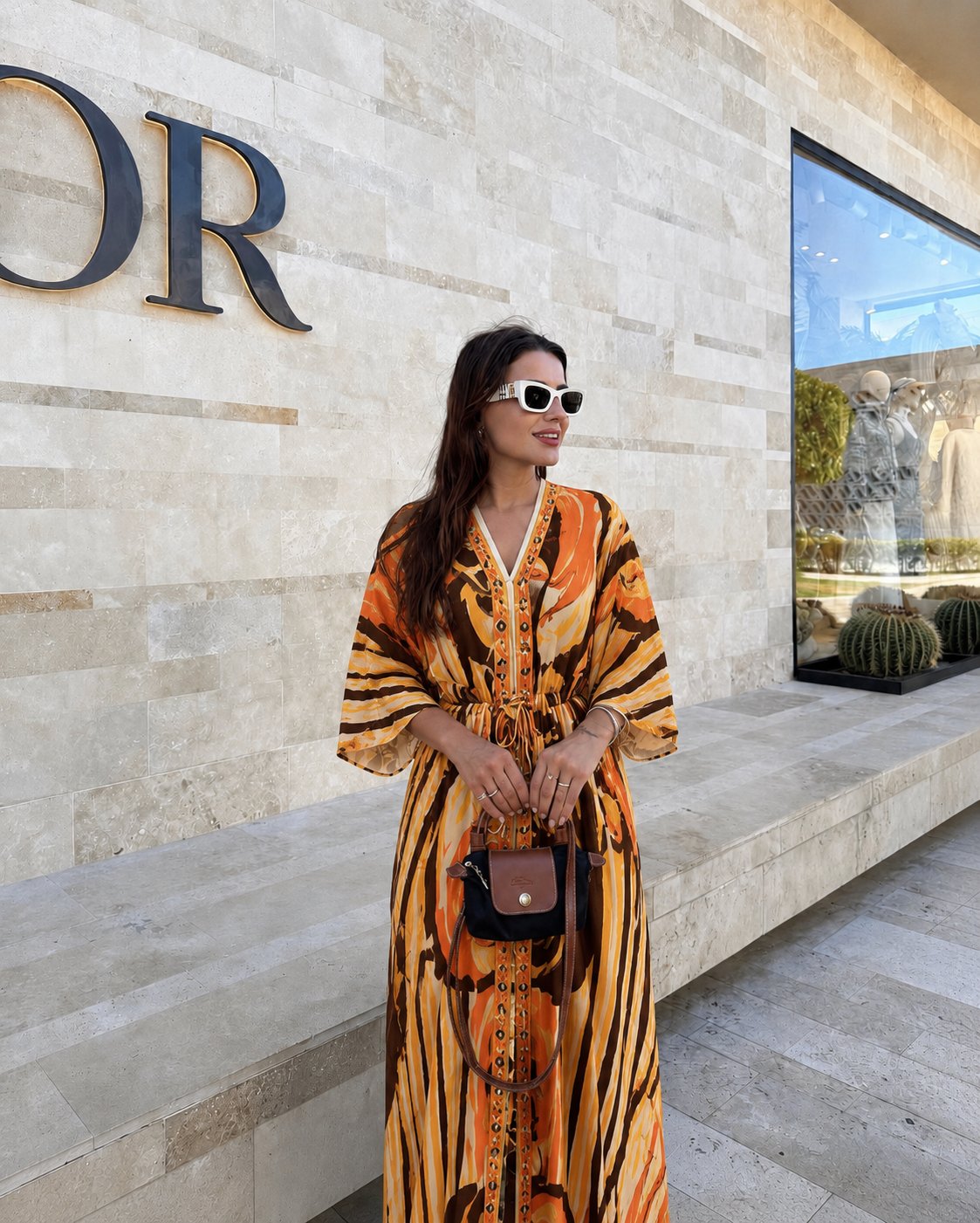Renkli Desenli Kimono Elbise