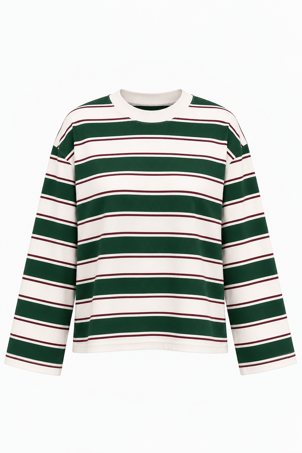 Yeşil Çizgili  Basic Sweatshirt