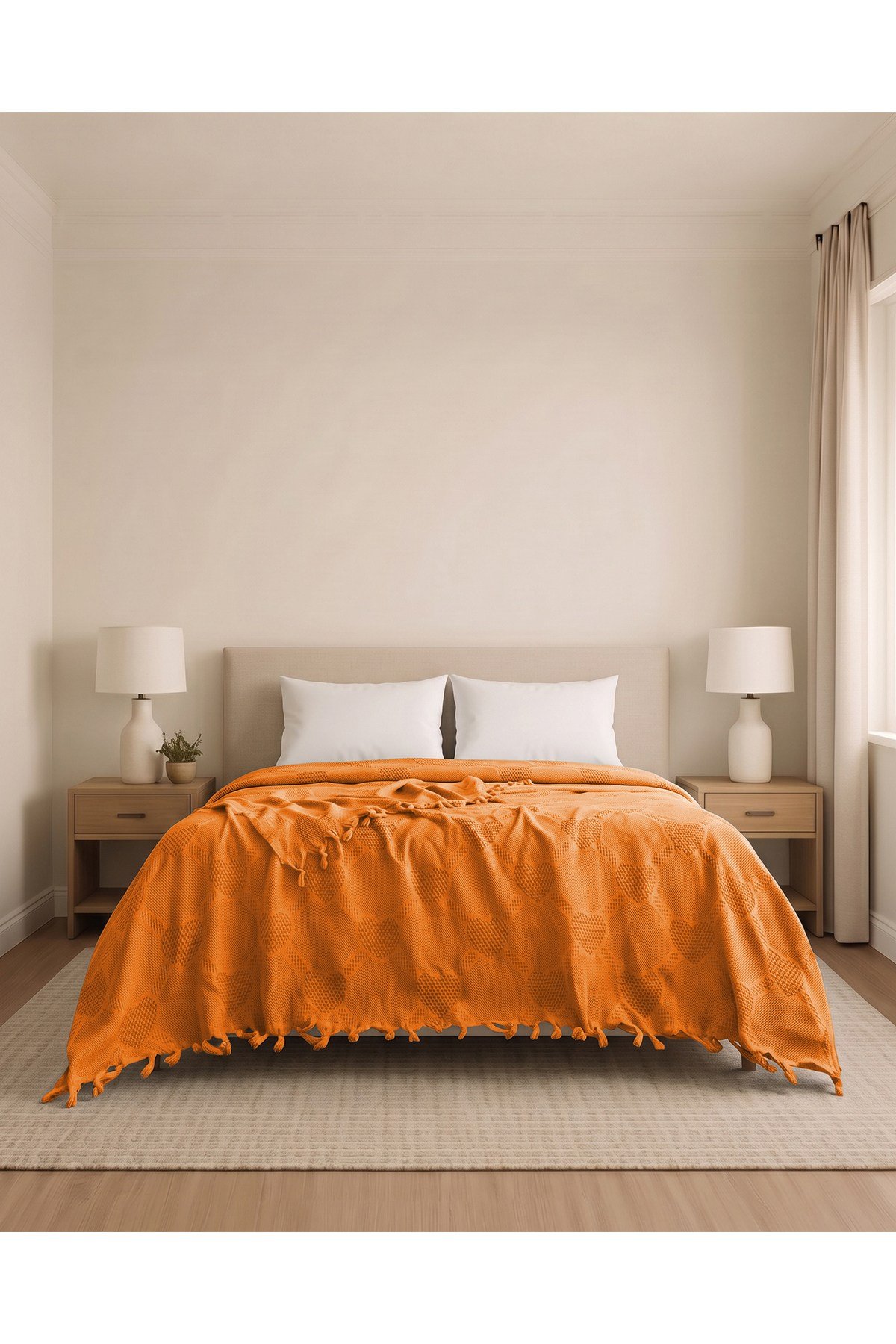 Çift Kişilik Jakar Desen Pamuklu Pike 230x250 cm / 4 mevsim