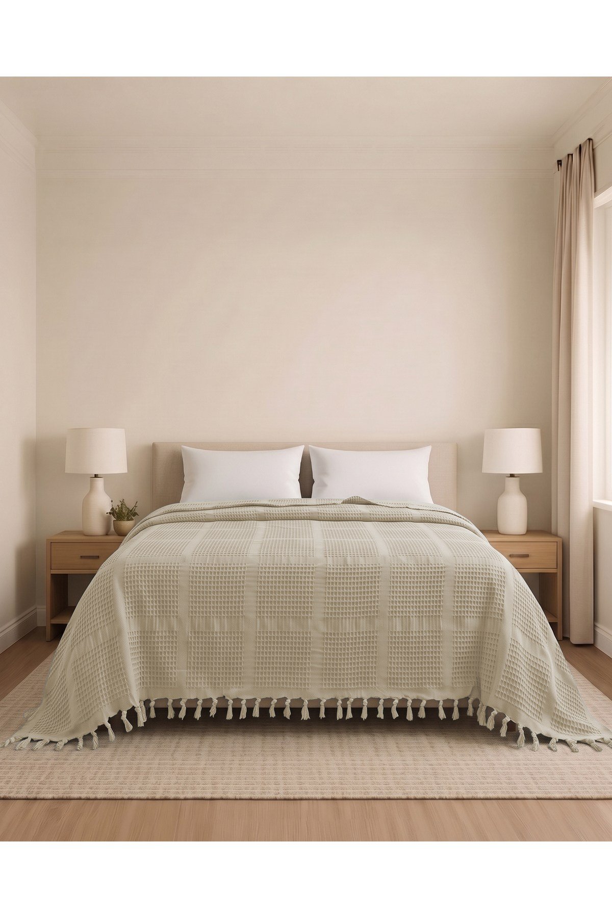 Çift Kişilik Jakar Desen Pamuklu Pike 230x250 cm / 4 mevsim