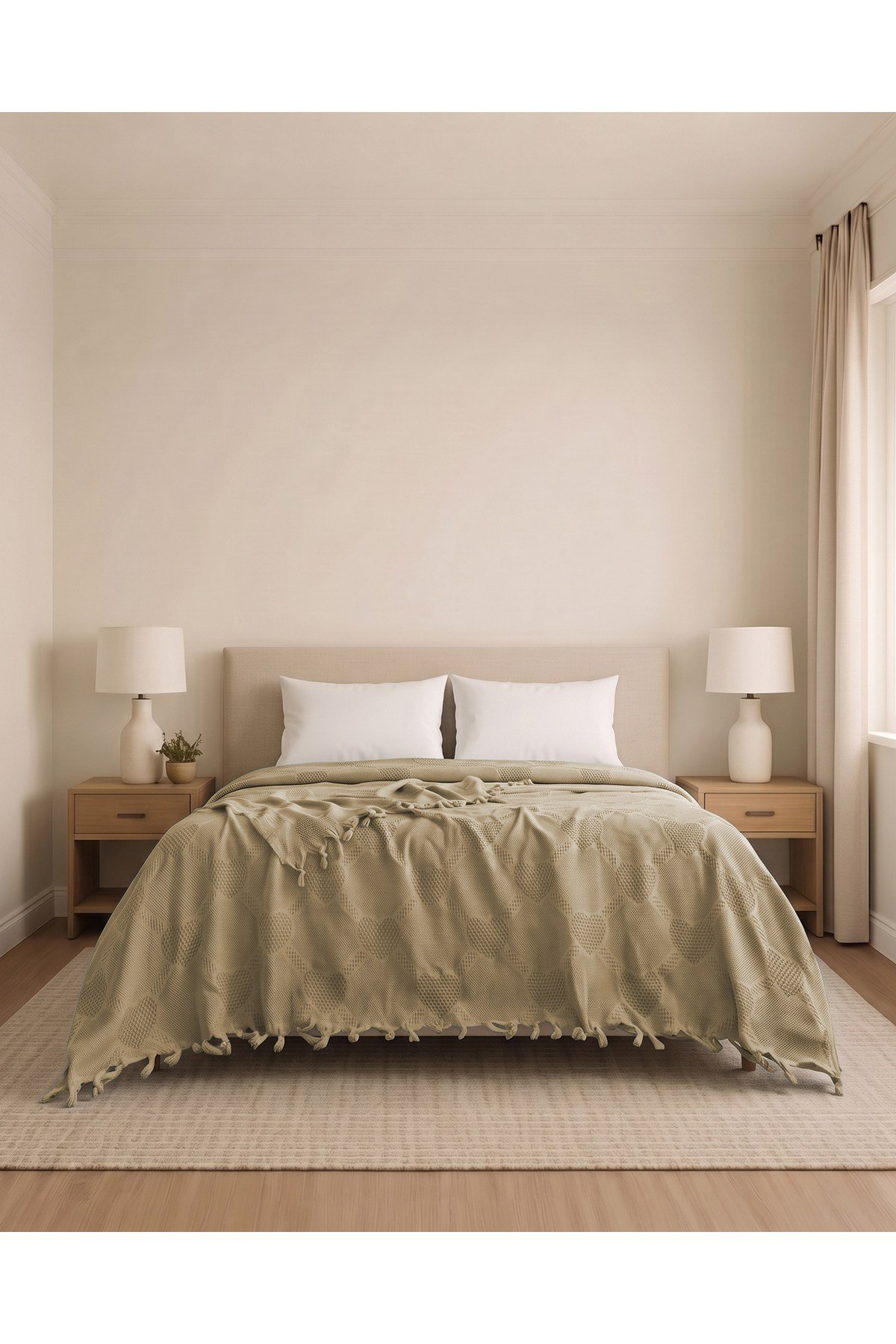 Çift Kişilik Jakar Desen Pamuklu Pike 230x250 cm / 4 mevsim