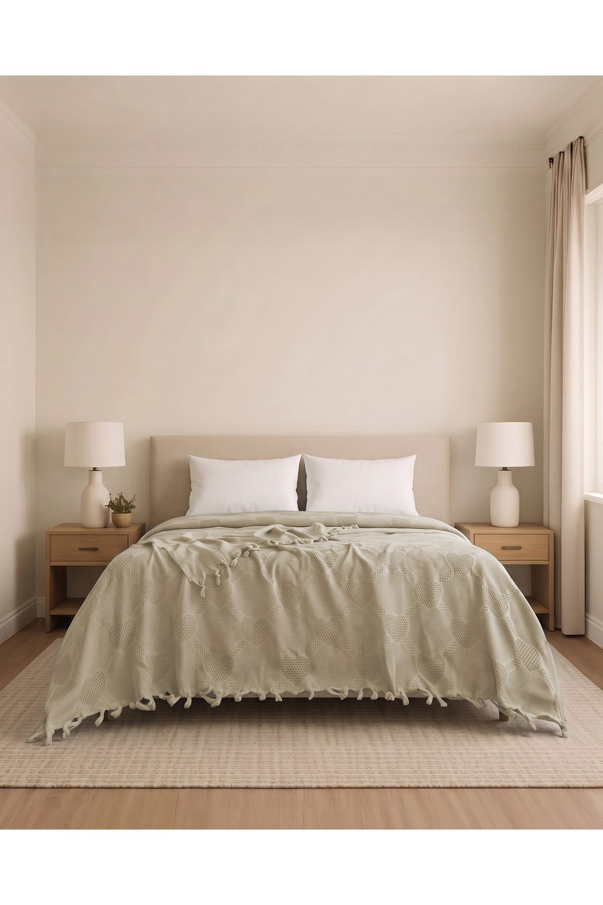 Çift Kişilik Jakar Desen Pamuklu Pike 230x250 cm / 4 mevsim