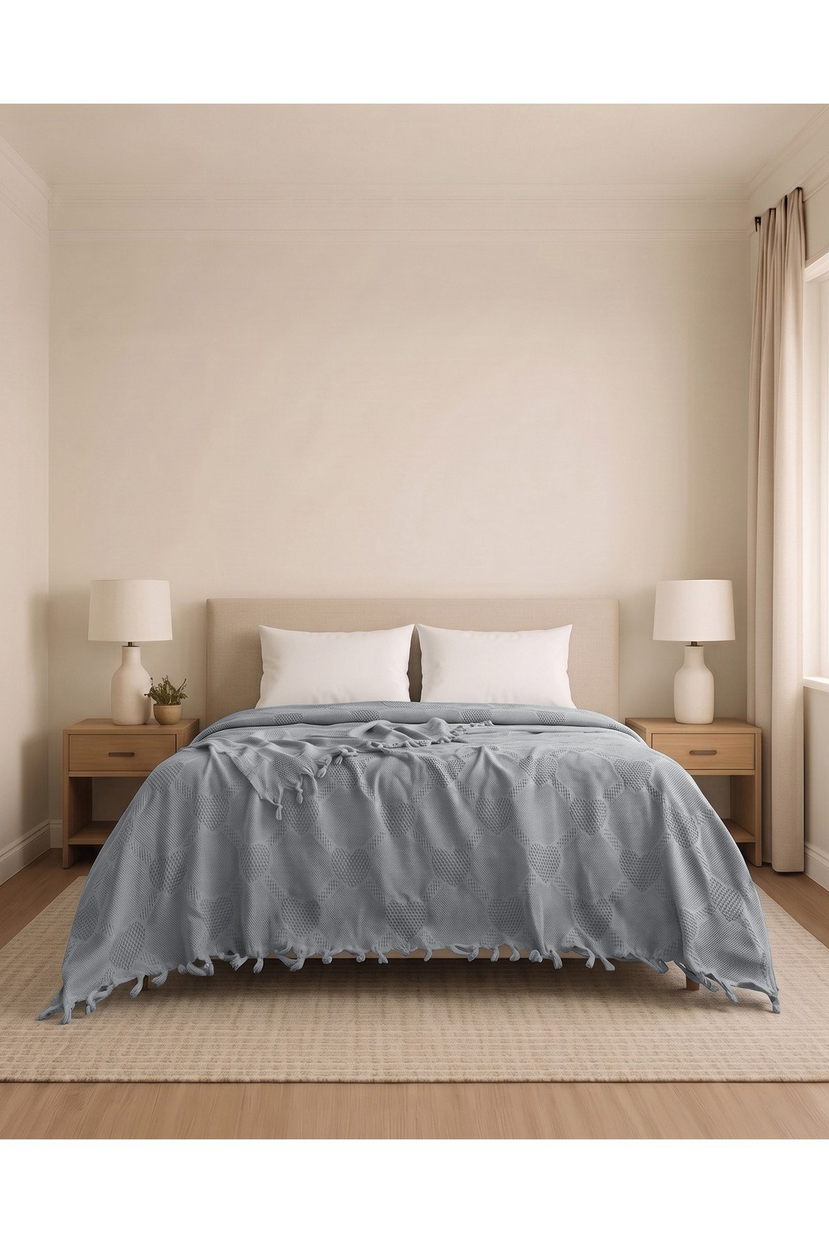 Çift Kişilik Jakar Desen Pamuklu Pike 230x250 cm / 4 mevsim