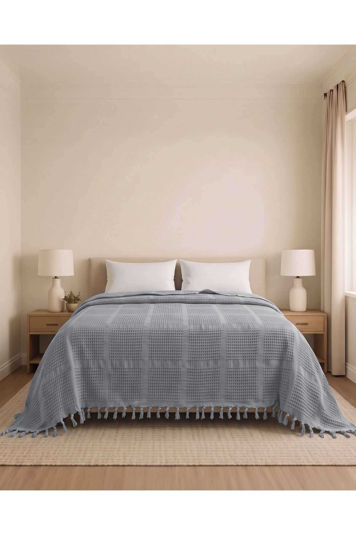 Çift Kişilik Jakar Desen Pamuklu Pike 230x250 cm / 4 mevsim