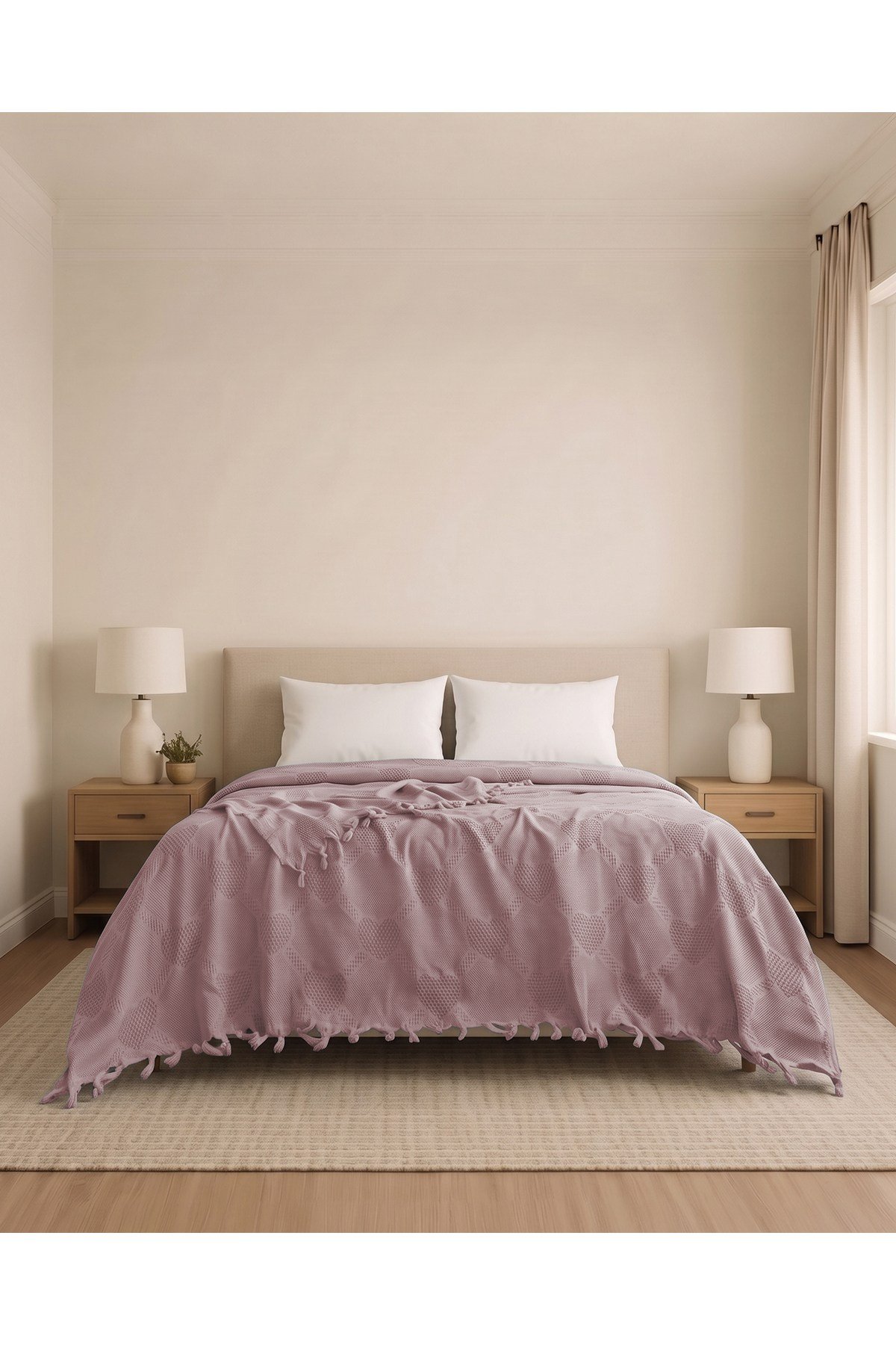 Çift Kişilik Jakar Desen Pamuklu Pike 230x250 cm / 4 mevsim
