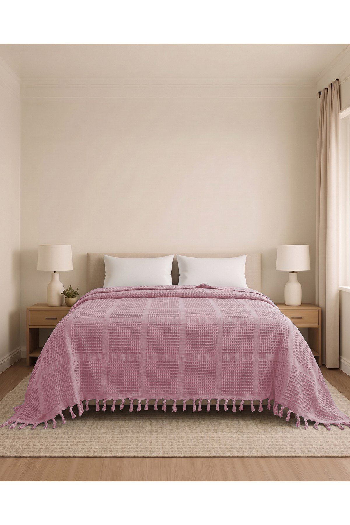 Çift Kişilik Jakar Desen Pamuklu Pike 230x250 cm / 4 mevsim