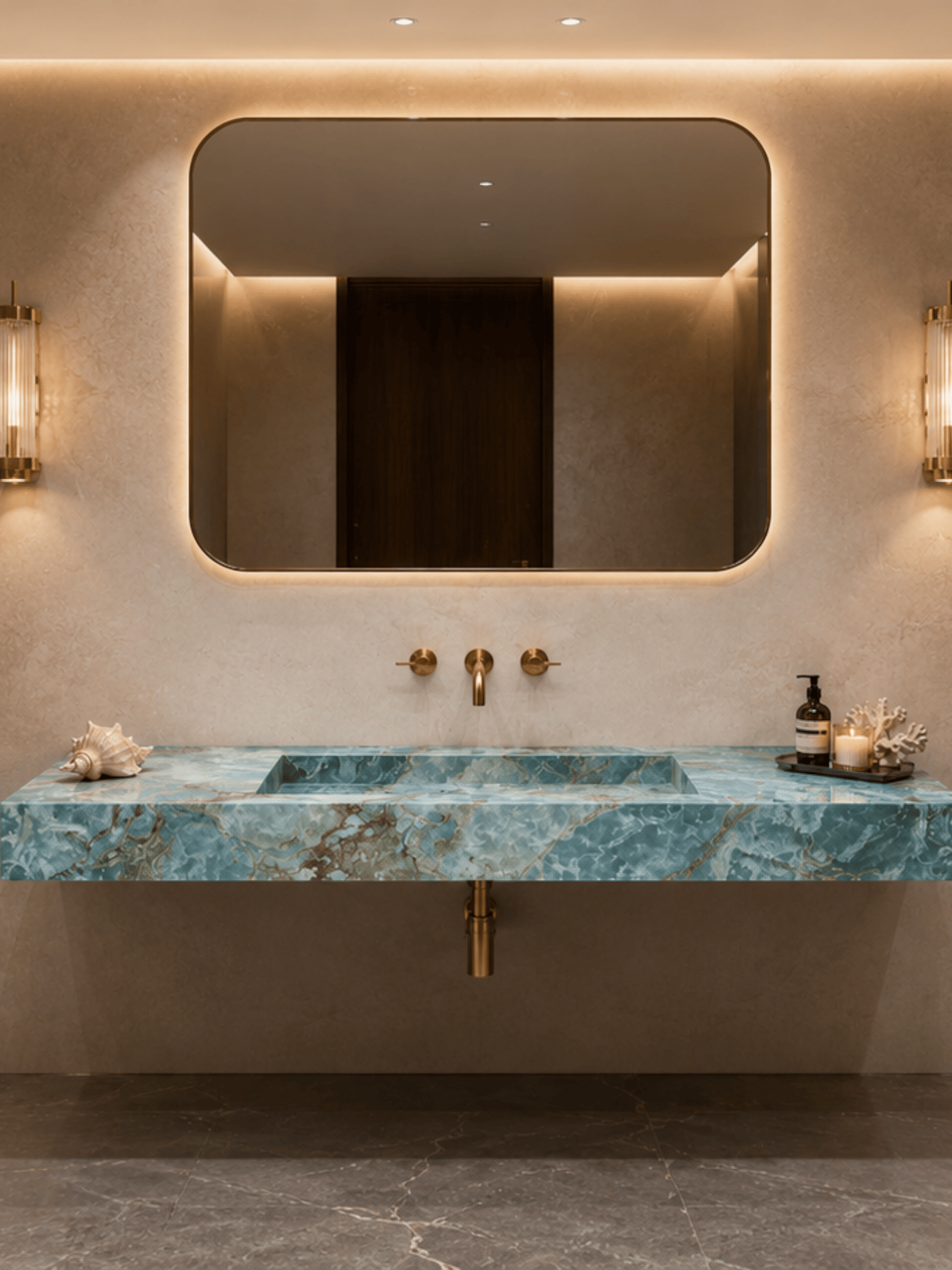 Bluetta Mavi Uzun Porselen Lavabo - AC26003