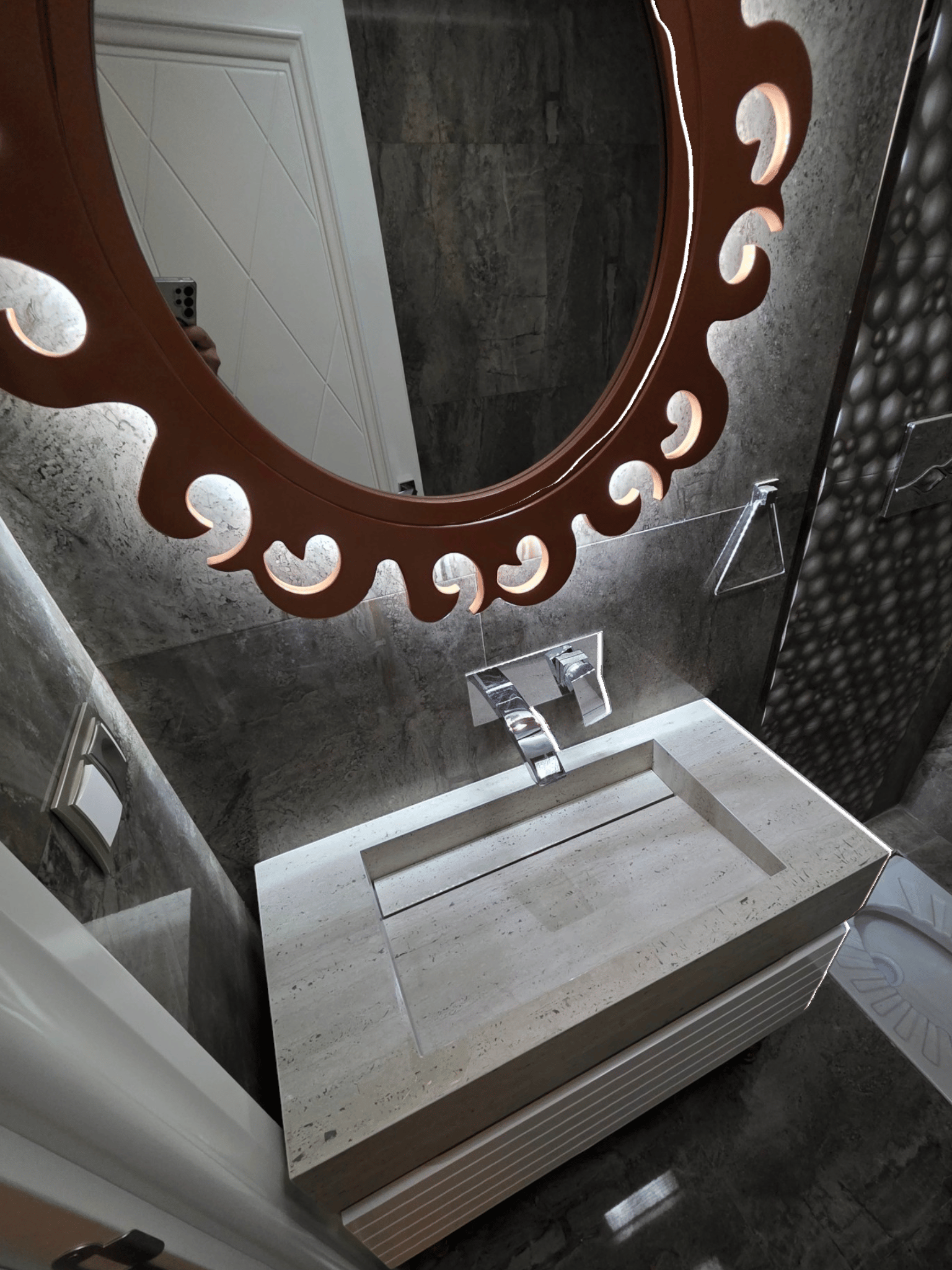 Fildişi Klasik Traverten Porselen Lavabo - AC26015