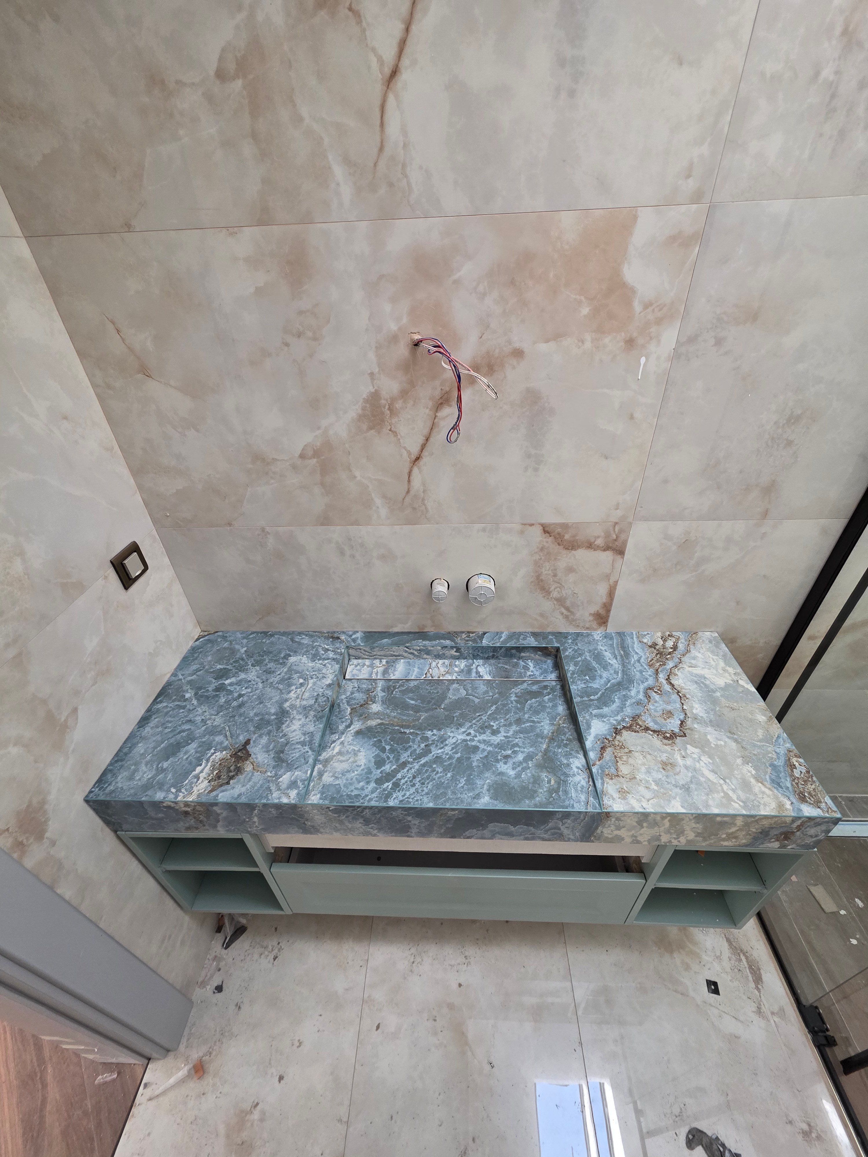 Okyanus Mavisi Oniks Görünümlü Porselen Lavabo - AC26008