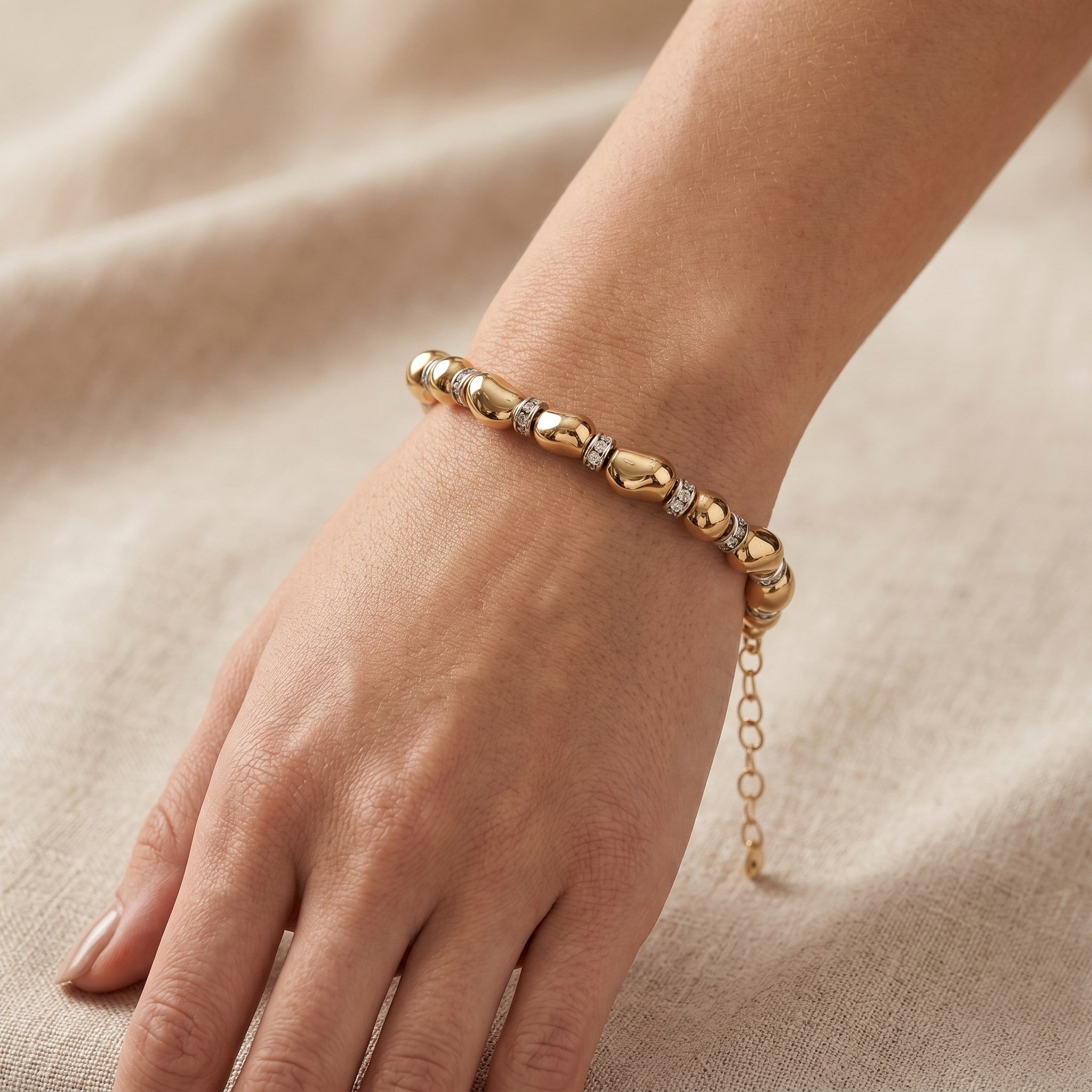 Pebble Link 14K VIP Kaplama Bileklik