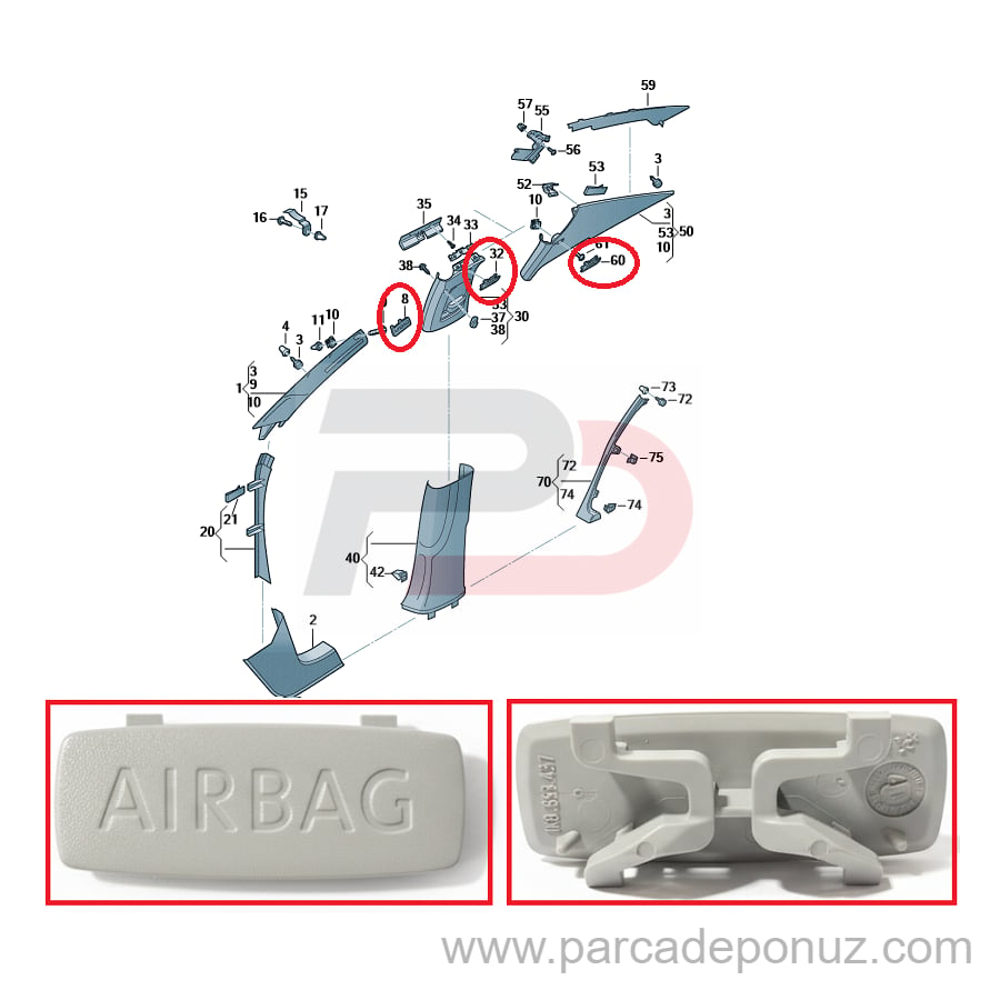 Aırbeg Yazılı Kaplama 1K8853437 Y20 - 1K8 853 437 Y20