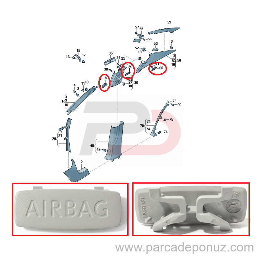 Aırbeg Yazılı Kaplama 1K8853437 Y20 - 1K8 853 437 Y20