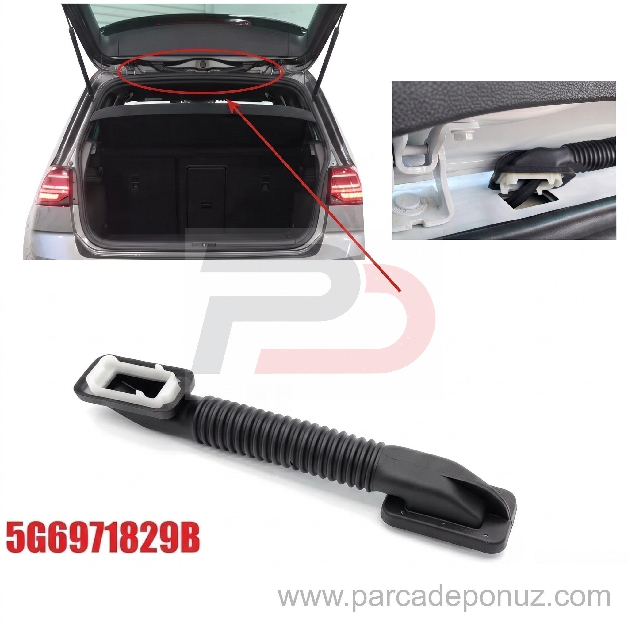 Golf (2013 Ve Sonrası) Uyumlu Bagaj Kapak Tesisat Kablo Körüğü, Kılıf 5G6971829B - 5G6971829A - 5G6971829