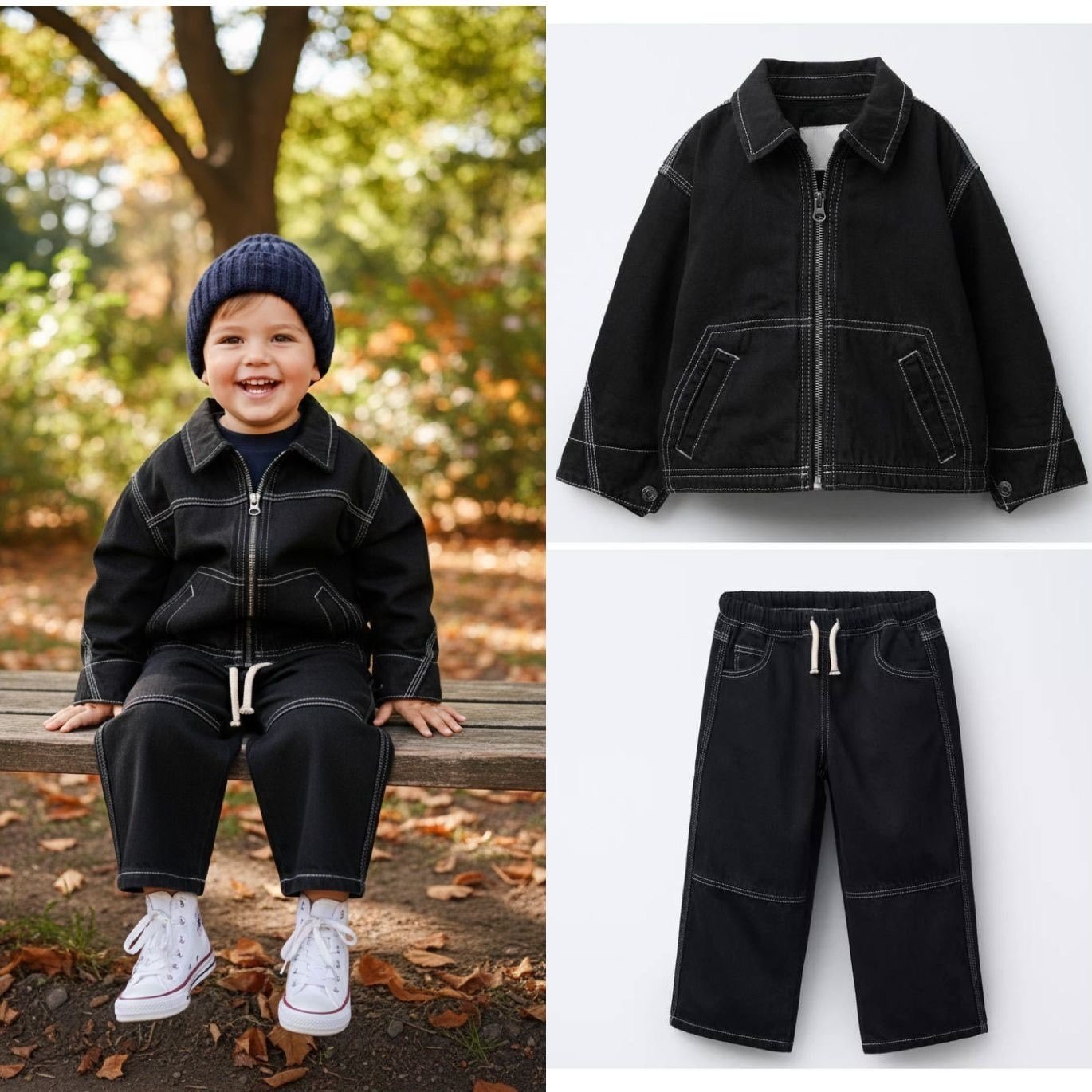 Siyah Oversize Kot Takım