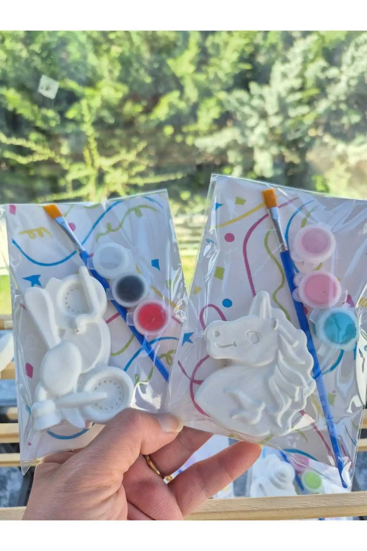 2 Li Set -Motr Ve Unic /Taş Boyama Seti, Dıy, Kendin Yap, Doğum Günü Hediyesi, (5+5) 10Adet