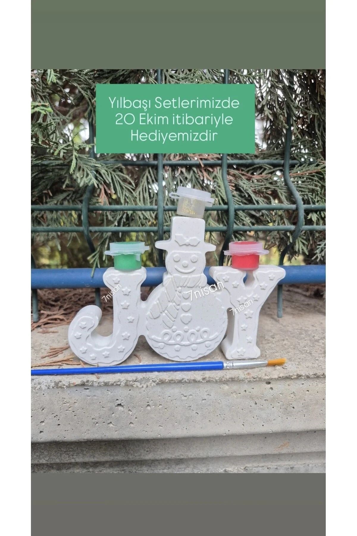 Kardan Adam Ve Ağaç Model/Taşboyama,Doğum Günü Hediyesi,Tatil Hediyesi 5+5 (10Adet)- Hediyeli
