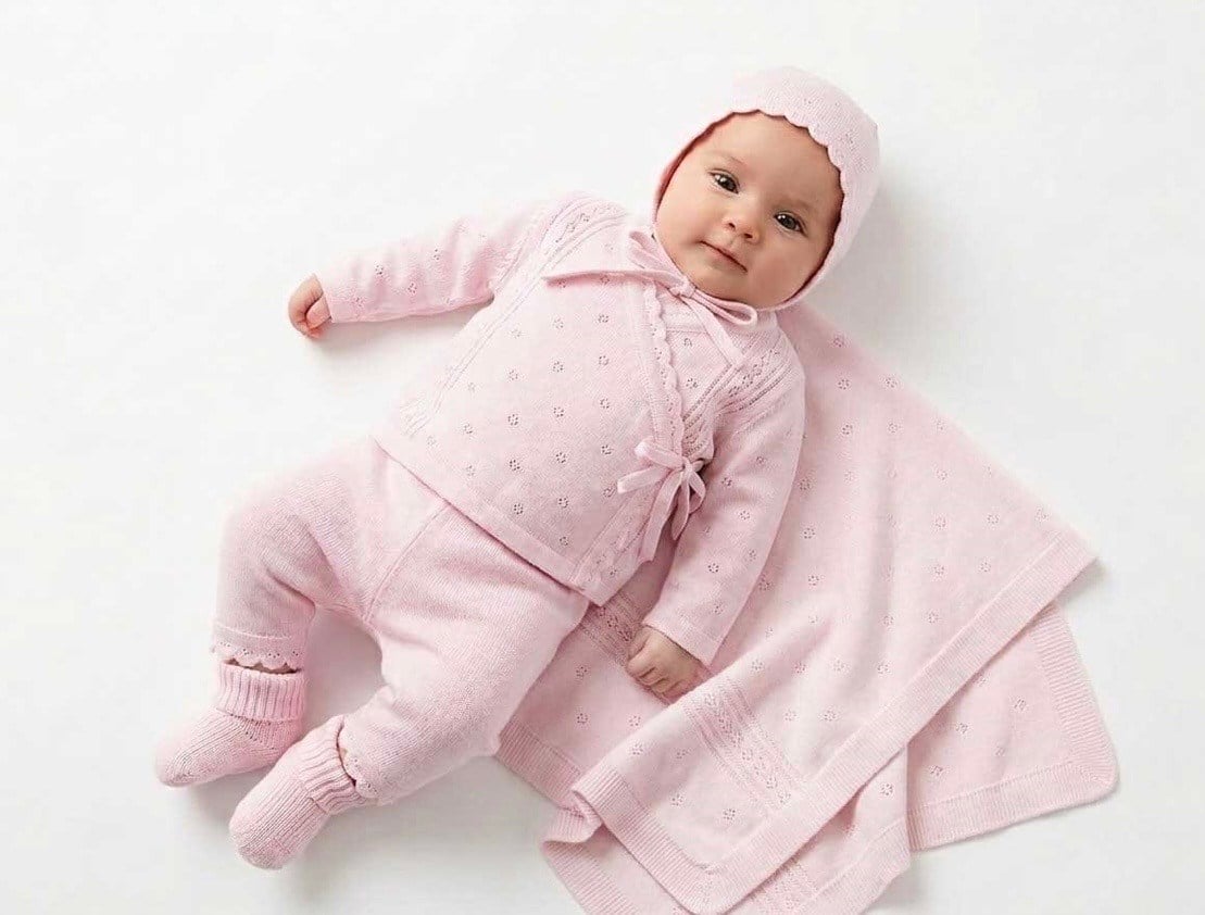 Kız Bebek Organik Pamuk Triko Pembe Yeni Doğan Seti