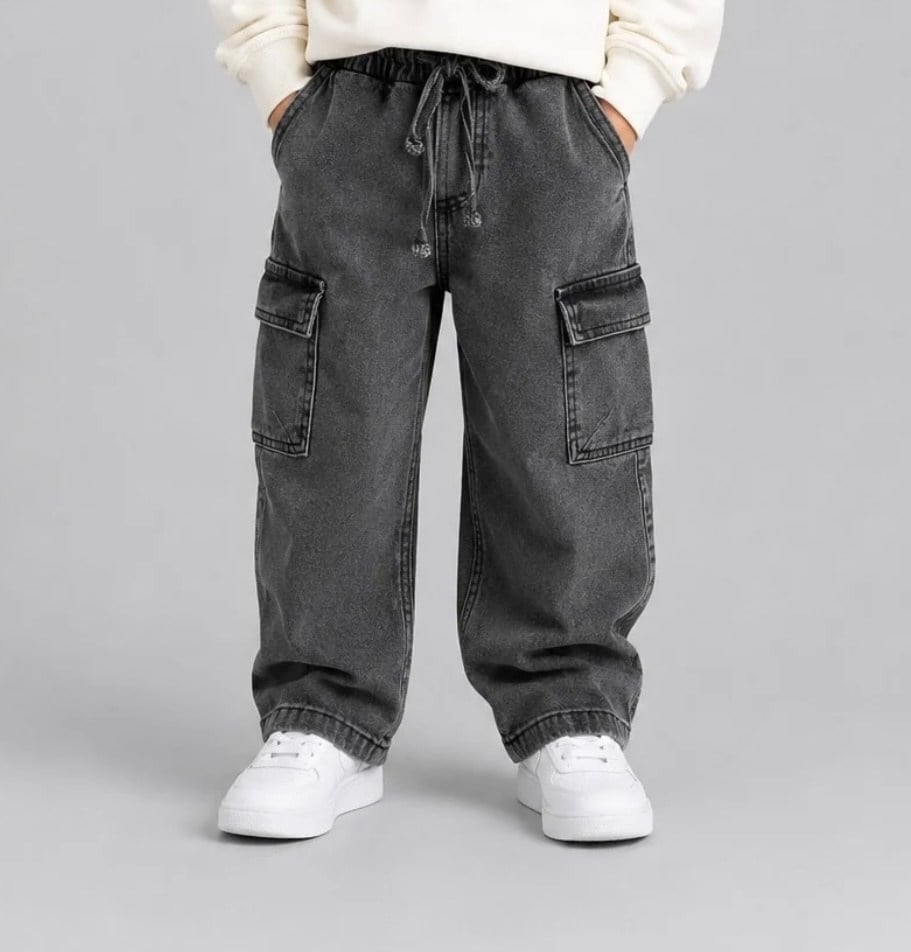 Tuffy Kargo Cepli  Siyah Erkek Çocuk Tek Alt Gabardin Pantolon-04175