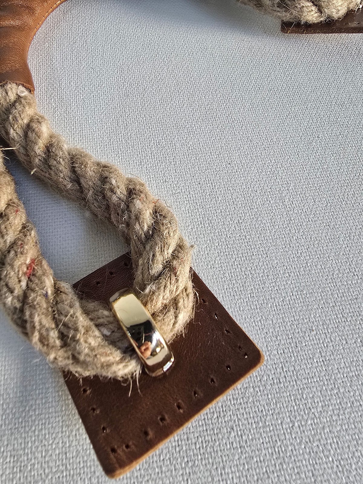 Jüt Tutma Sap - Naturel Jüt İp Taba Deri