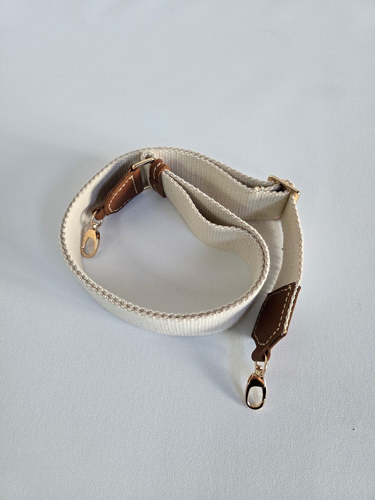 Kolon Ayarlı Askı - Krem Kolon Taba Deri