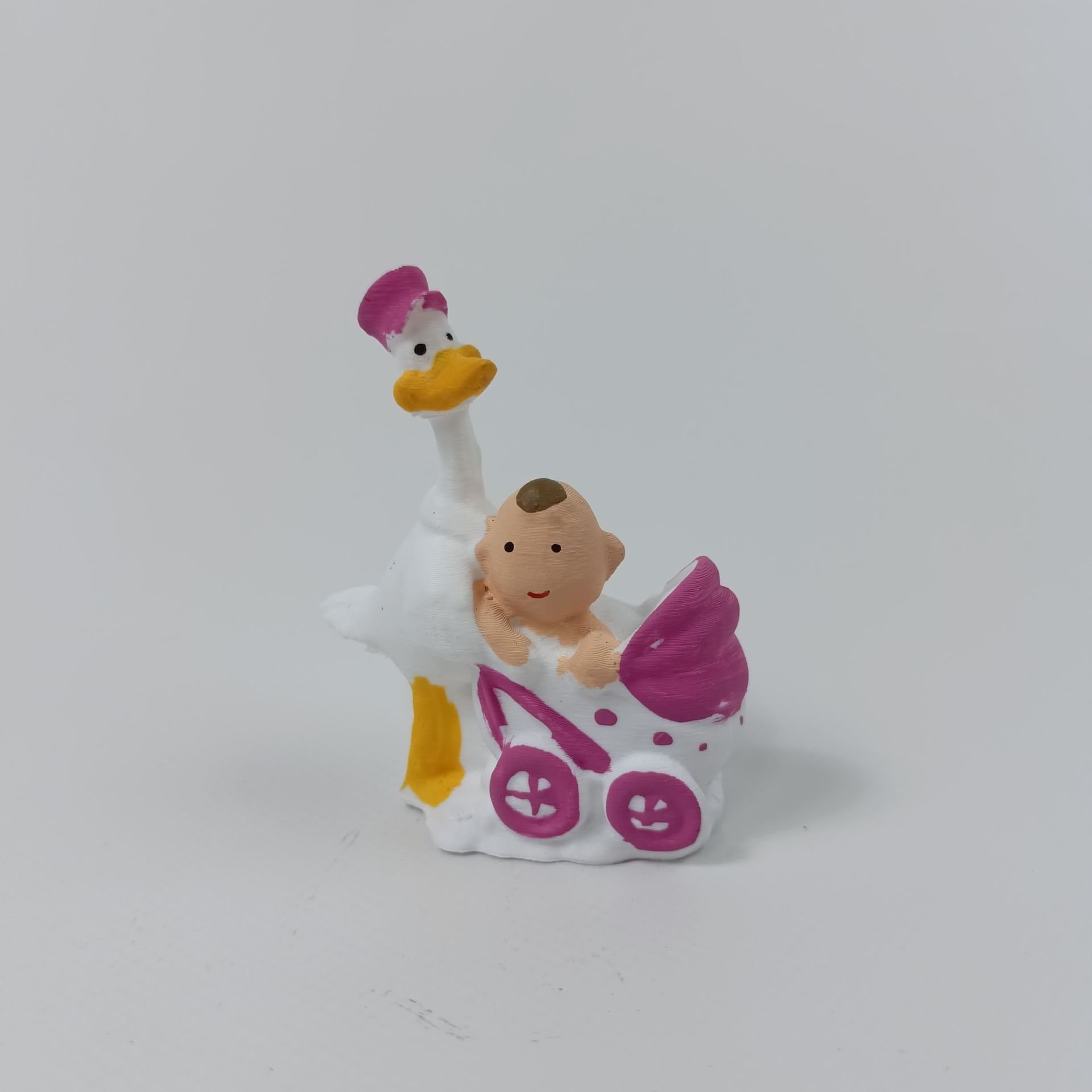 Leylekli Arabalı Bebek - Pembe - Teraryum malzemesi
