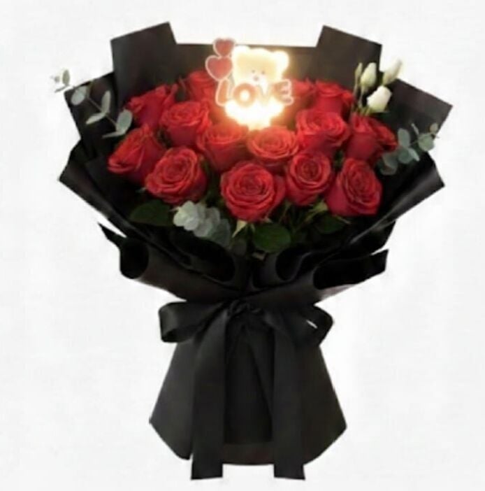 Love Ayıcık -  Işıklı Buket Süsü