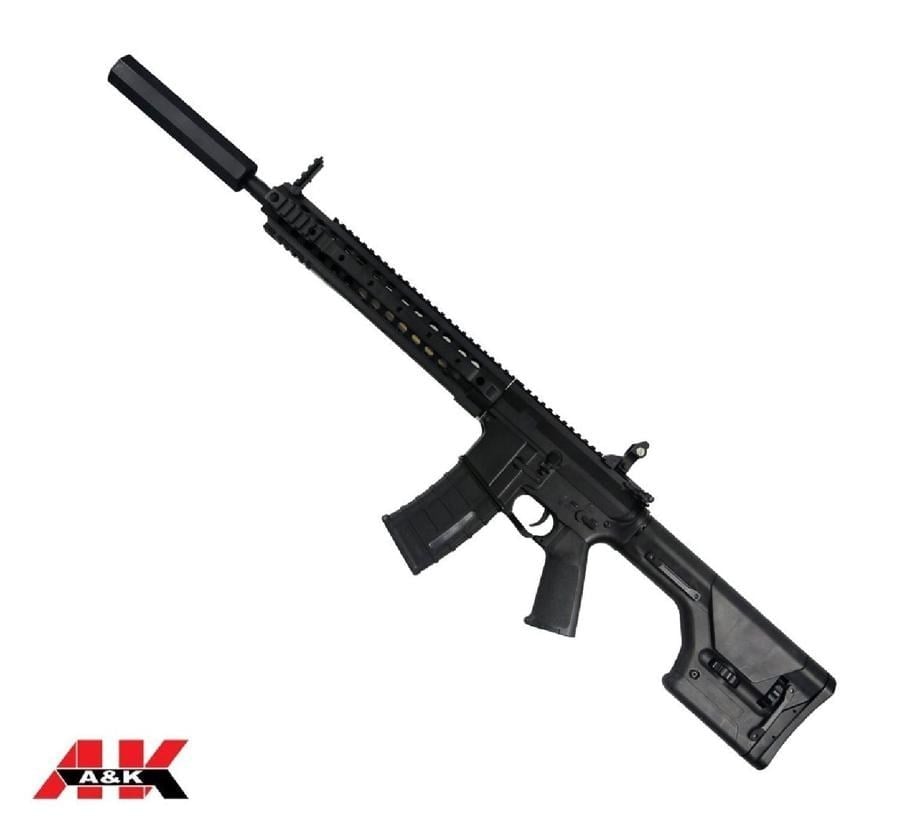 A&K M4 DMR Diamond Head Susturucu Replikalı AEG TÜFEK - Siyah