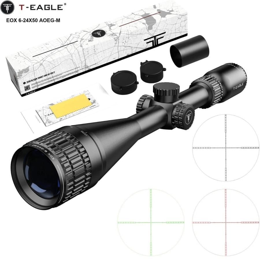 EOX 6-24x50 AOEG-M SFP Kırmızı Yeşil Aydınlatmalı Havalı Tüfek Dürbünü