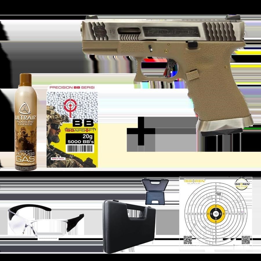 We G19 T8 GBB Aırsoft Tabanca Seti-Tan