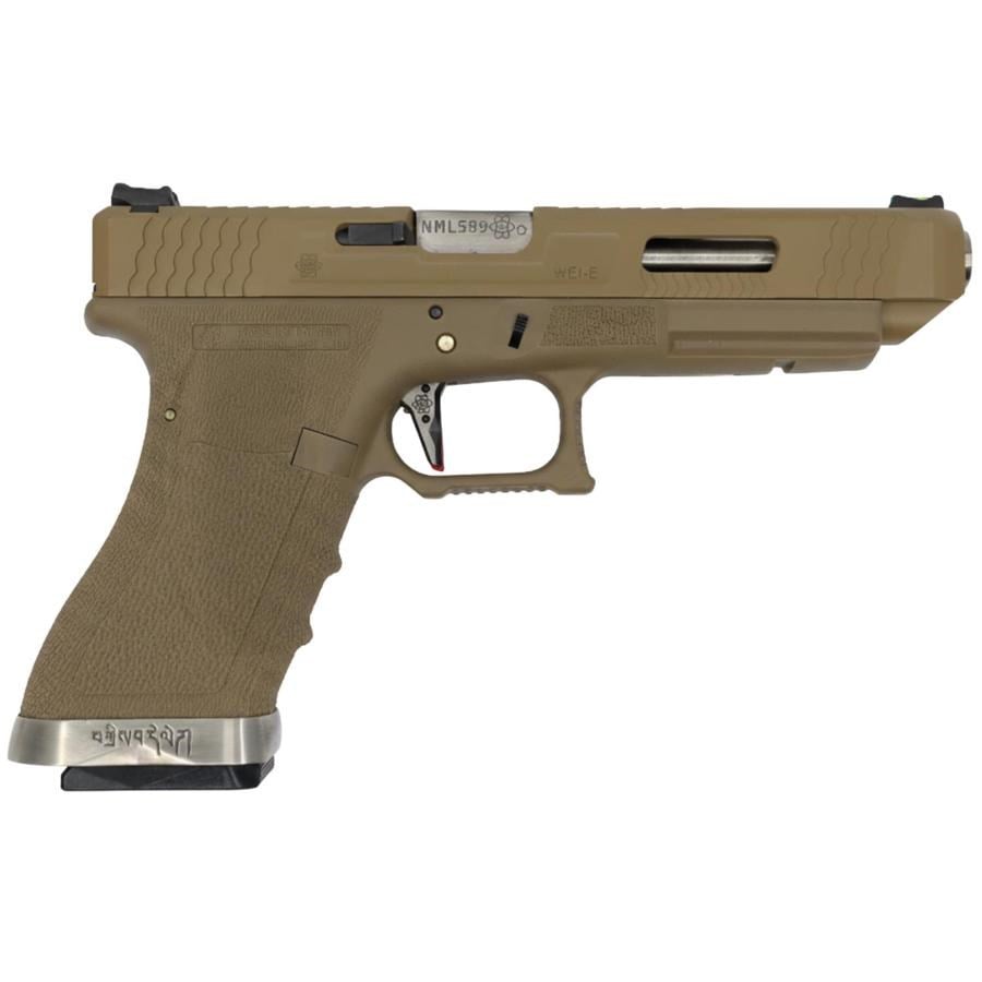 WE Glock34 G34 T10 GBB Airsoft Tabanca TAN Kızak / Silver Namlu /  TAN Gövde