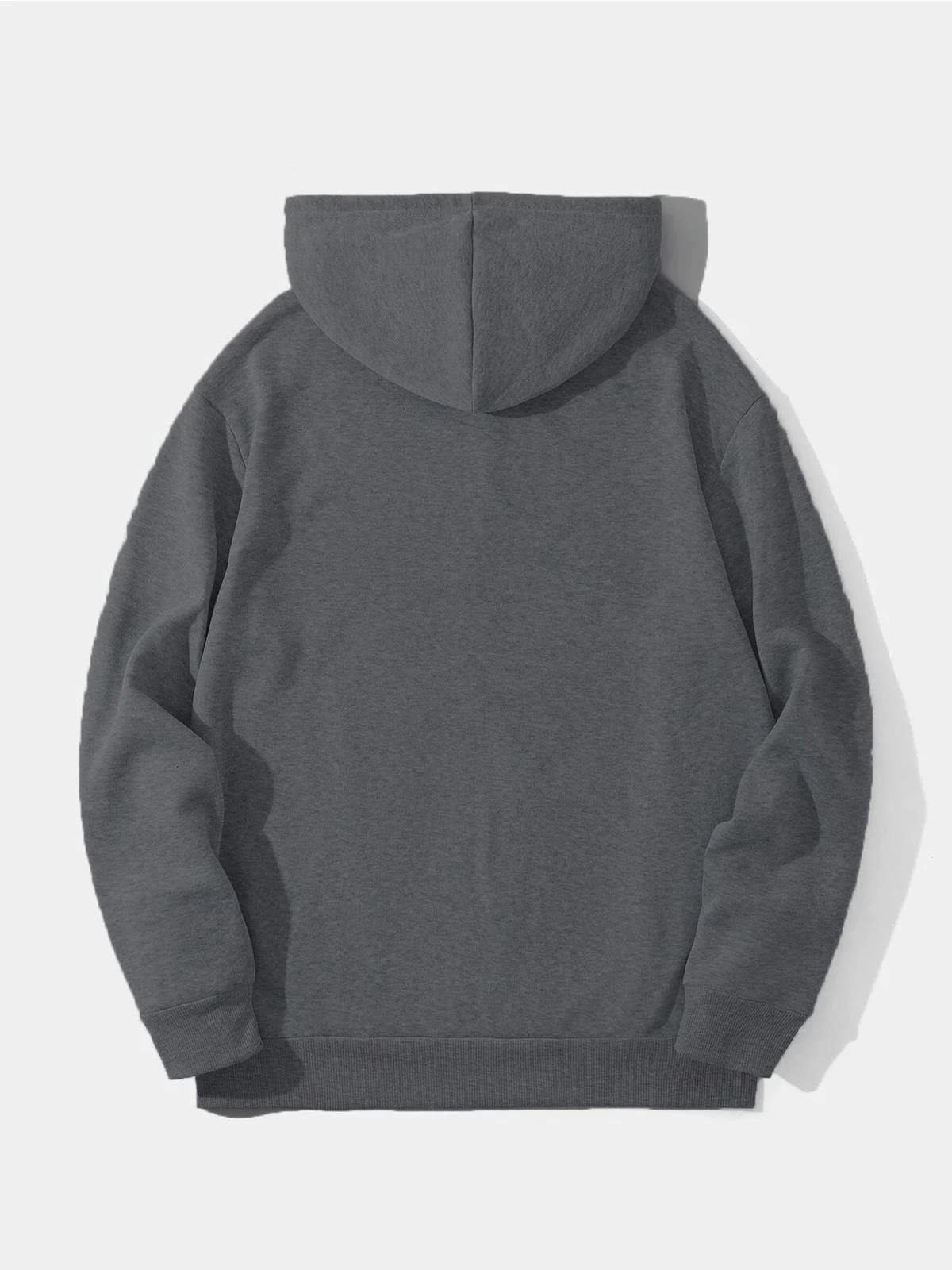Erkek 3 İplik Pamuklu Kapüşonlu Kanguru Cepli Sweatshirt Hoodie -  Füme