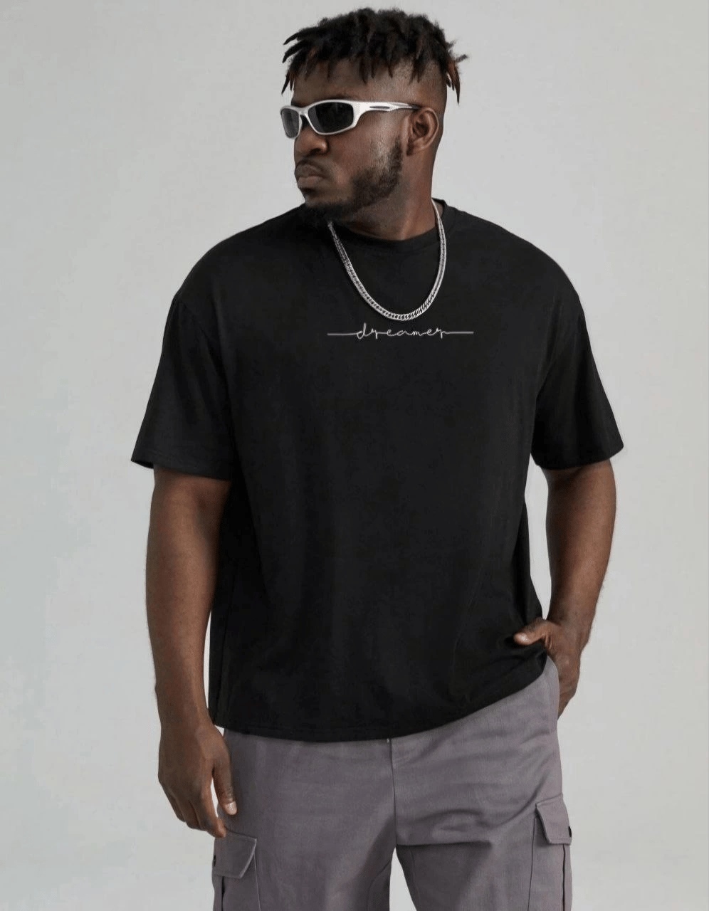 Erkek Baskılı T-Shirt Kısa Kol Bisiklet Yaka Regular Fit Rahat Kalıp Tişört - Siyah