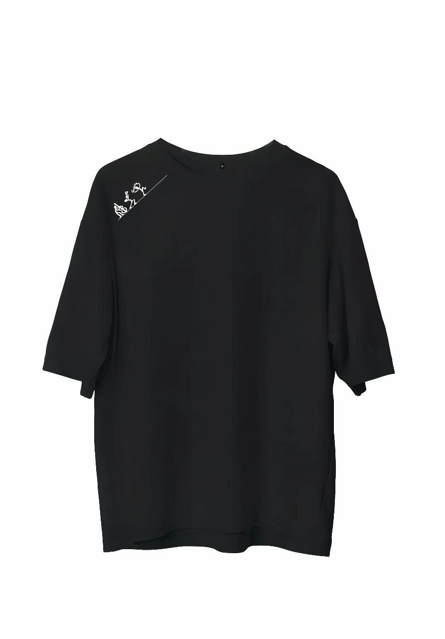 Erkek Baskılı T-Shirt Kısa Kol Bisiklet Yaka Regular Fit Rahat Kalıp Günlük Tişört - Siyah